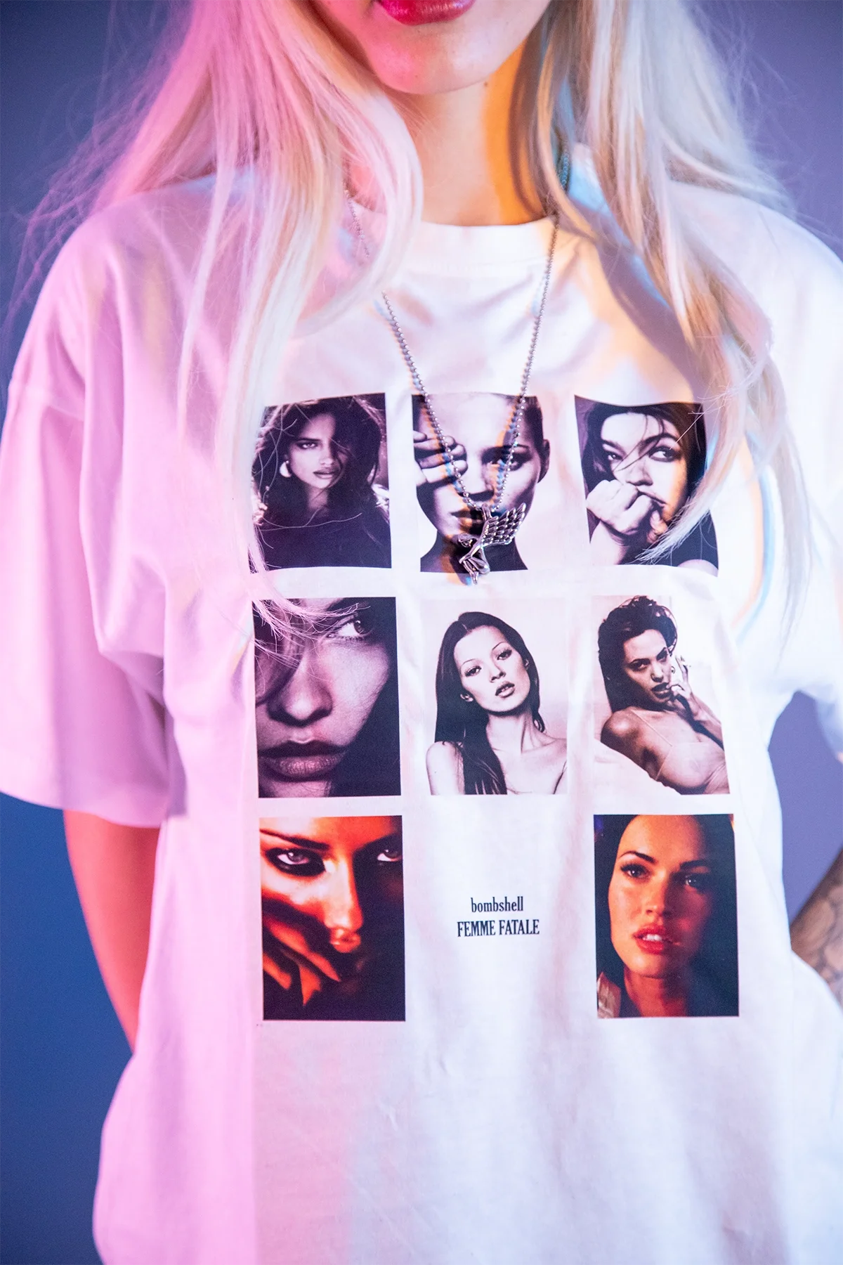 Bombshell Femme Baskılı Relaxed Fit Beyaz Kadın Tshirt