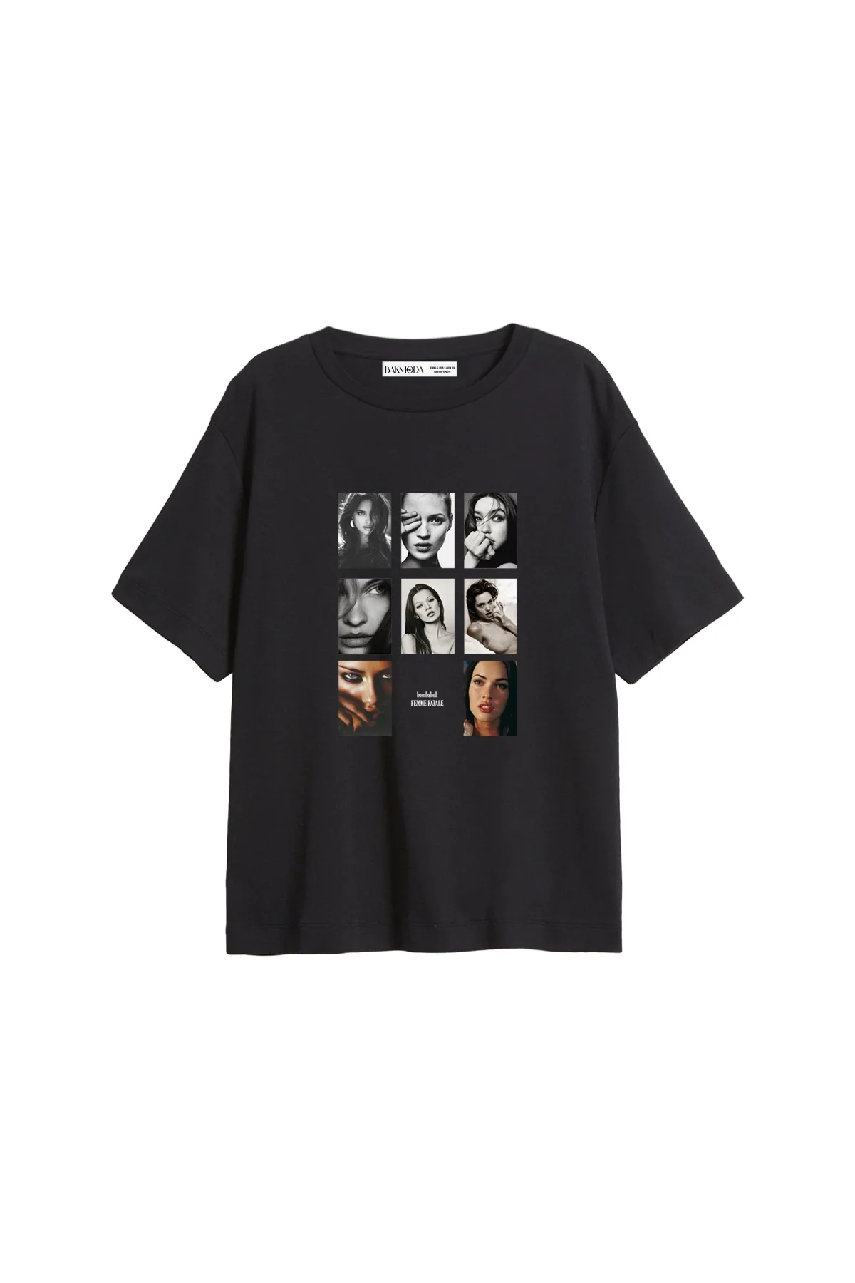 Bombshell Femme Baskılı Relaxed Fit Siyah Kadın Tshirt