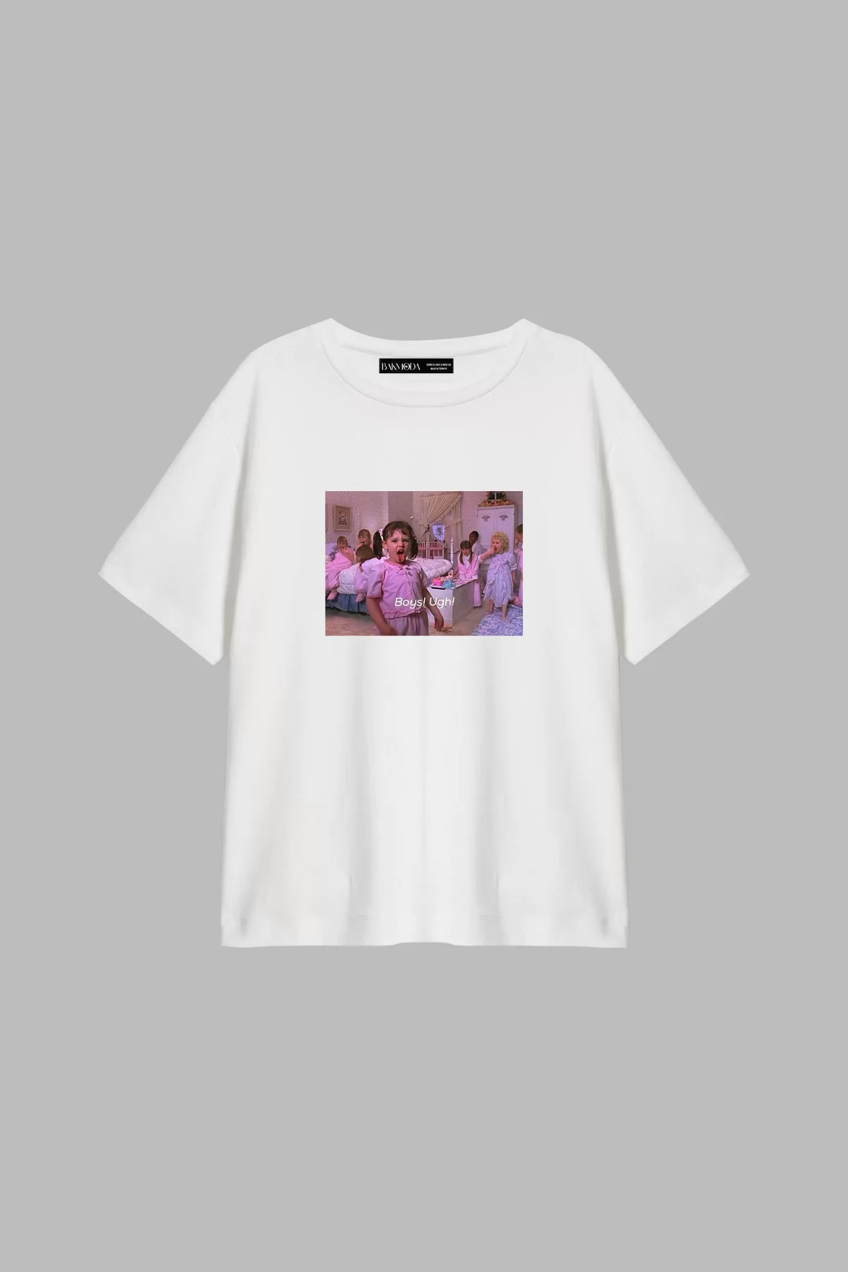 Boys Ugh! Baskılı Relaxed Fit Beyaz Kadın Tshirt