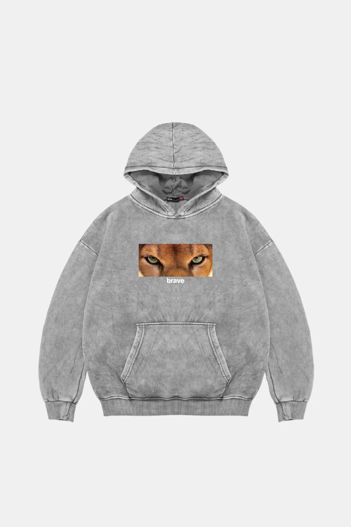 Brave Baskılı Oversize Unisex Premium Yıkamalı Beyaz Hoodie