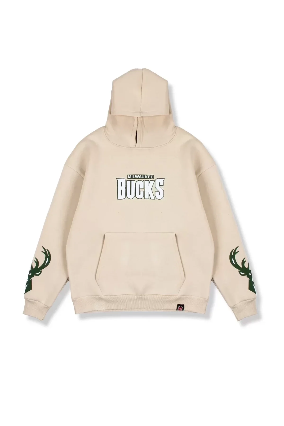 Bucks Sırt Baskılı Bej Oversize Unisex Hoodie