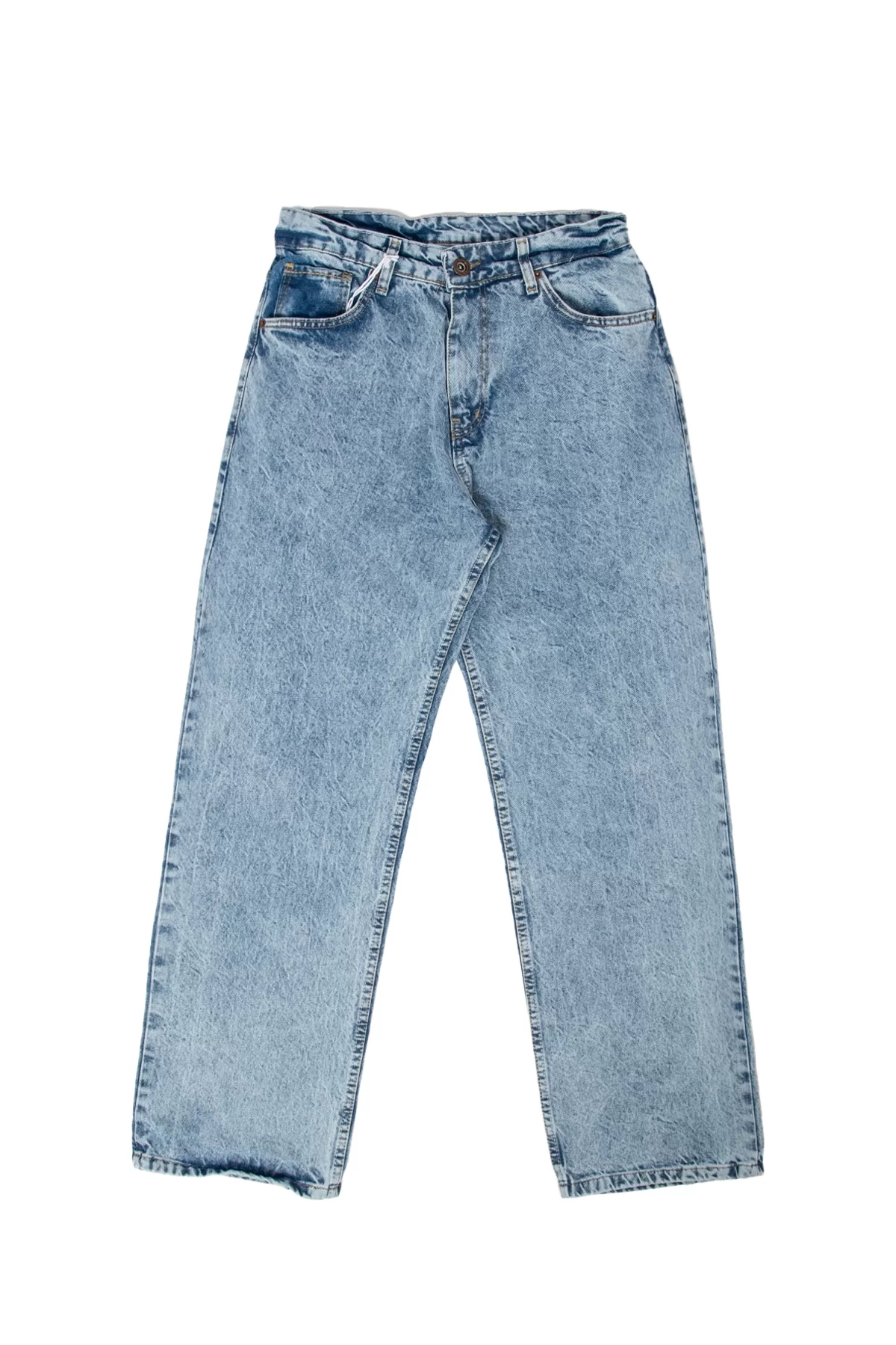 Buz Mavisi Yıkamalı Baggy Fit Premium Pantolon
