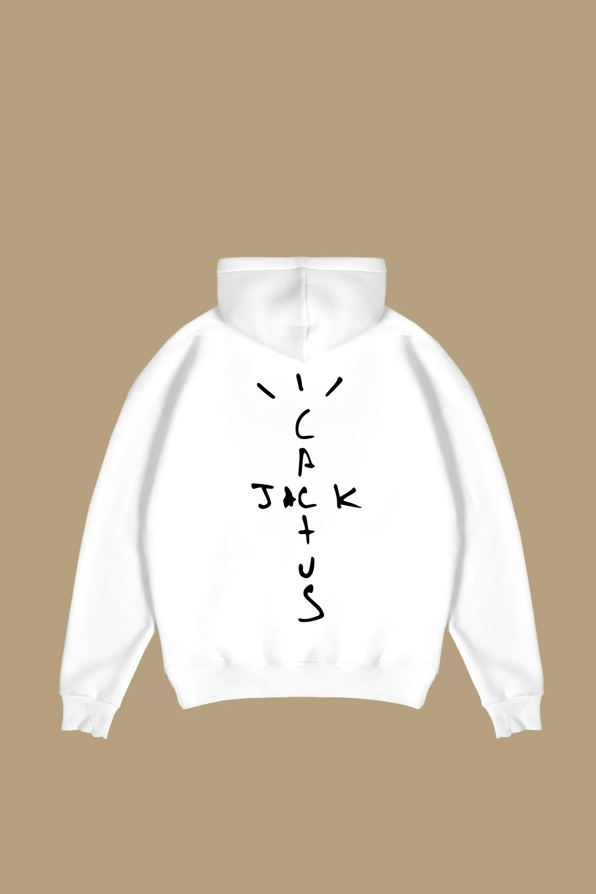 Cactus Jack Sırt Baskılı Oversize Unisex Beyaz Hoodie