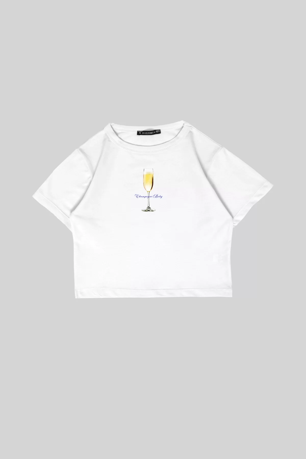 Champagne Baby Baskılı Beyaz Crop Top