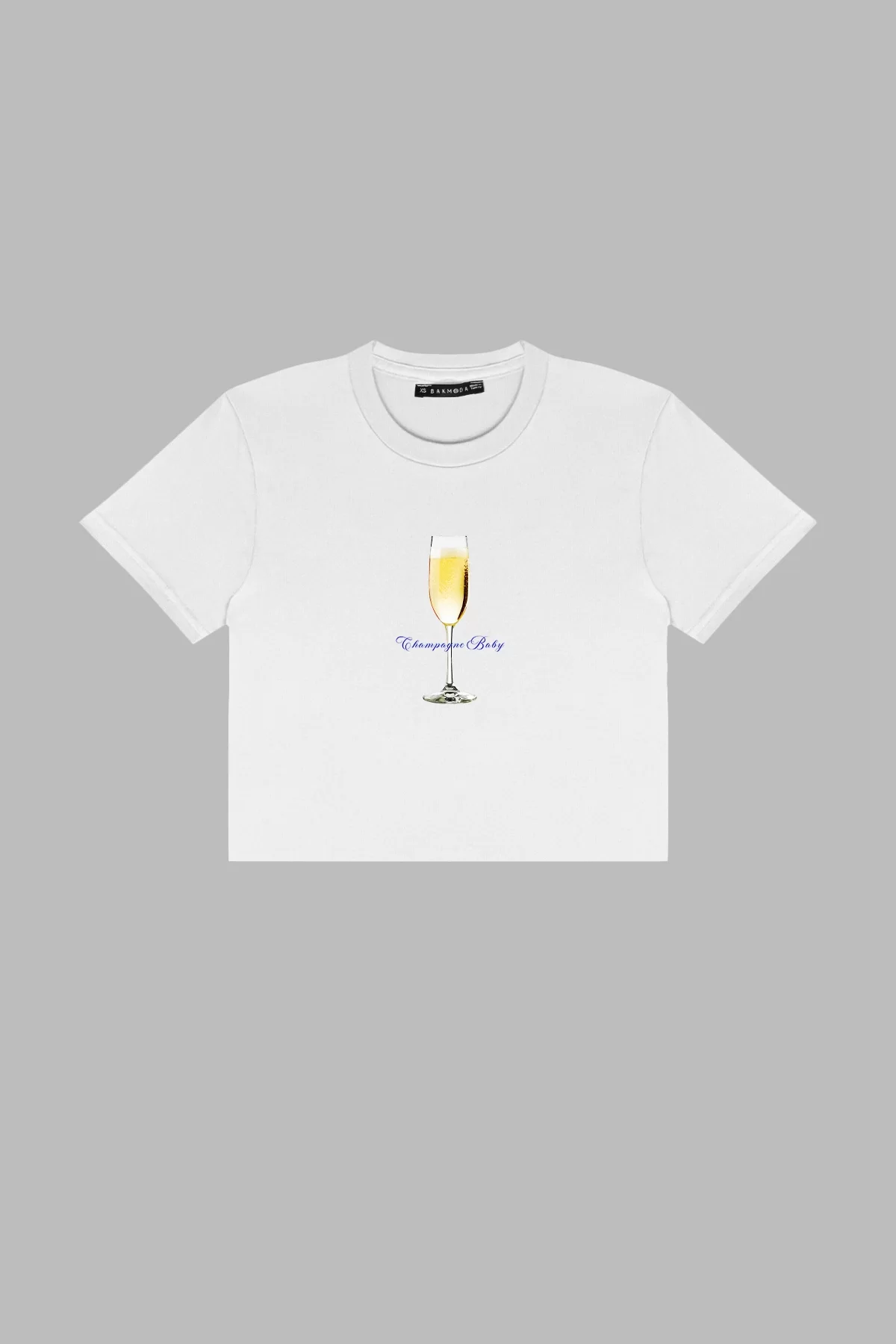 Champagne Baby Baskılı Beyaz Crop Top