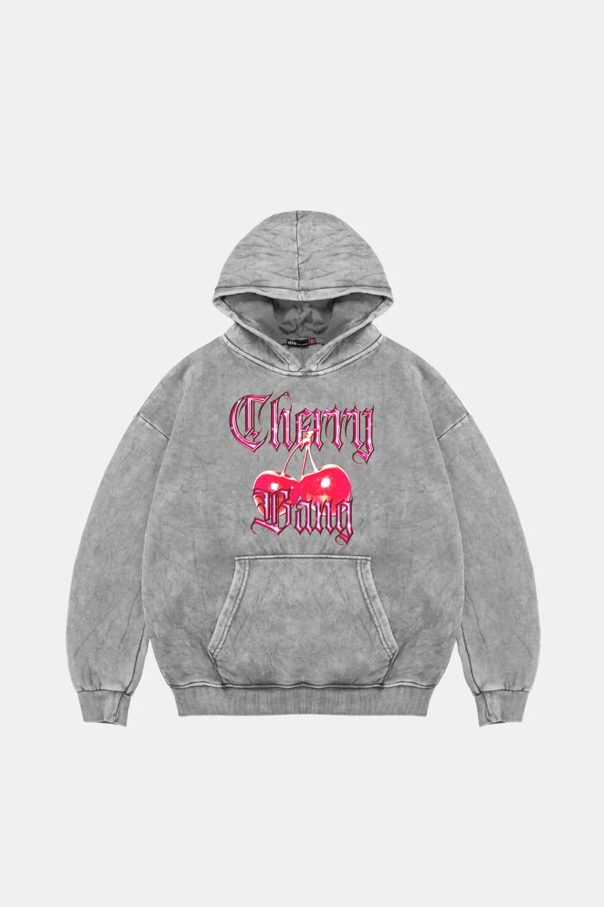 Cherry Gang Oversize Unisex Yıkamalı Beyaz Hoodie