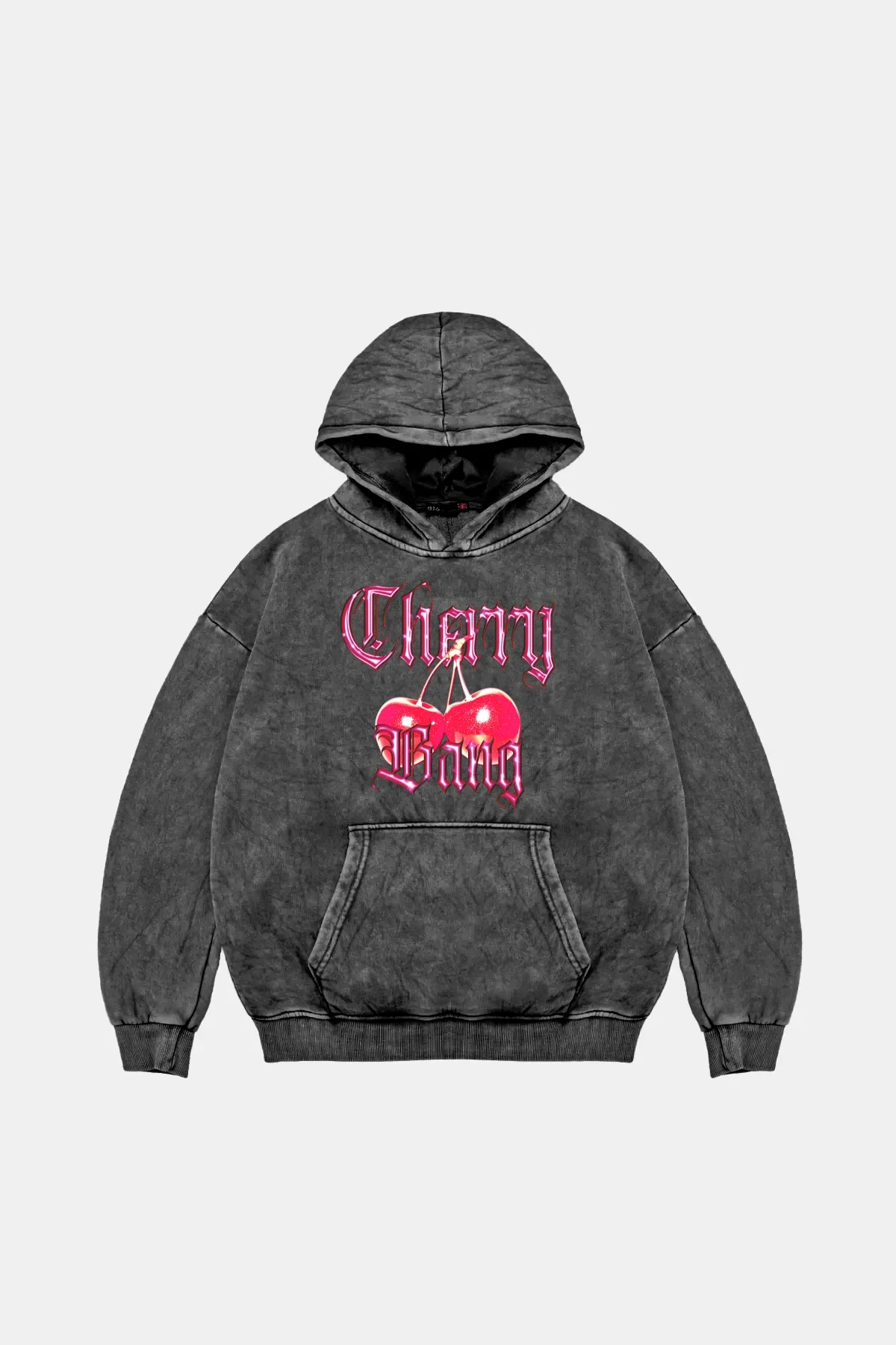 Cherry Gang Oversize Unisex Yıkamalı Siyah Hoodie