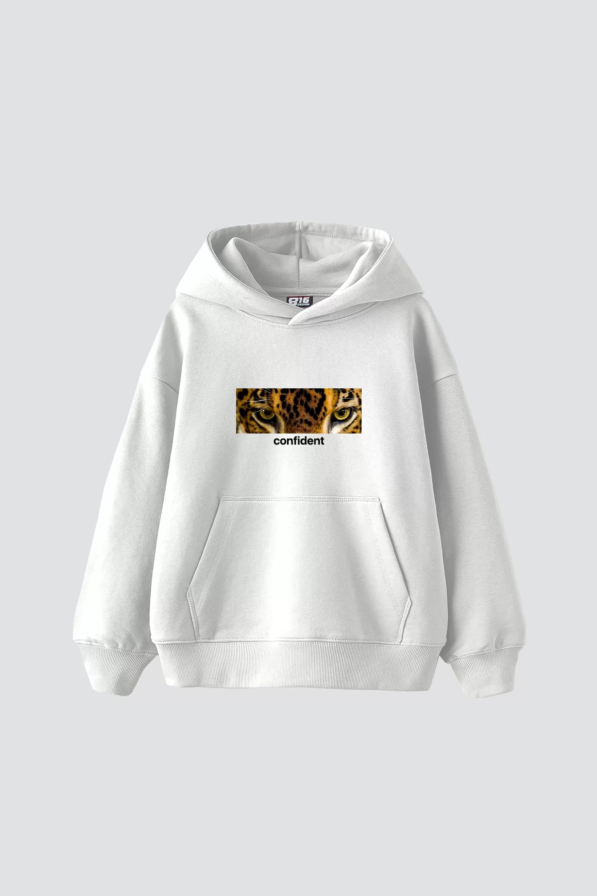 Confident Baskılı Oversize Unisex Premium Beyaz Hoodie