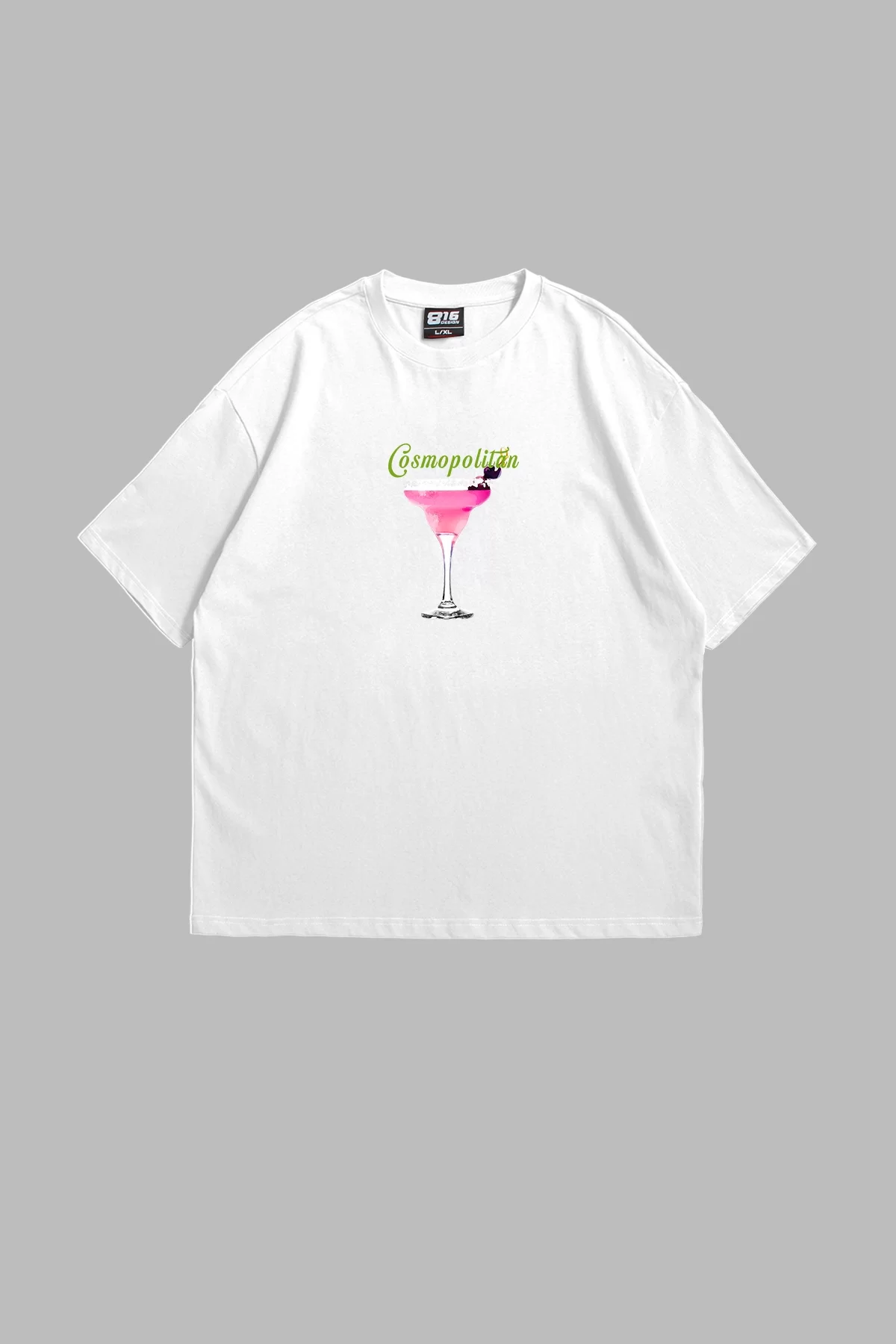 Cosmopolitan Baskılı Beyaz Oversize Unisex Tshirt