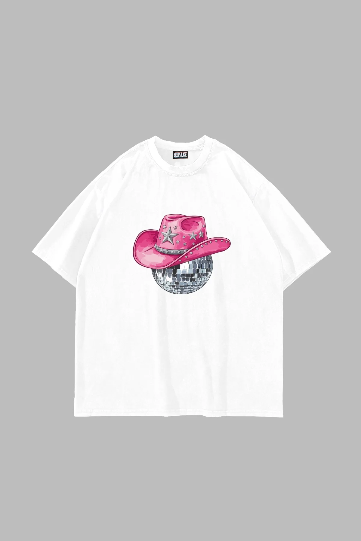 Cow Girl Baskılı Oversize Unisex Beyaz Tshirt