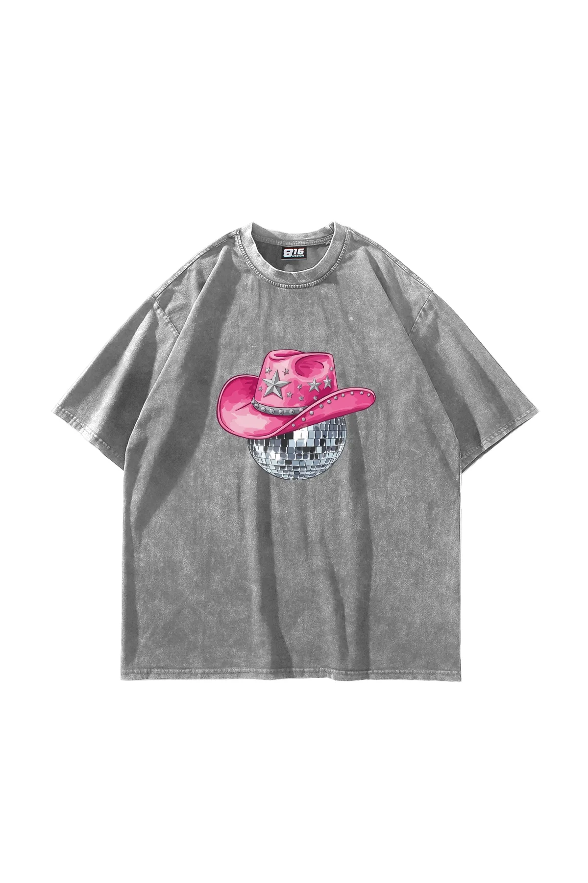Cow Girl Baskılı Oversize Unisex Yıkamalı Beyaz Tshirt