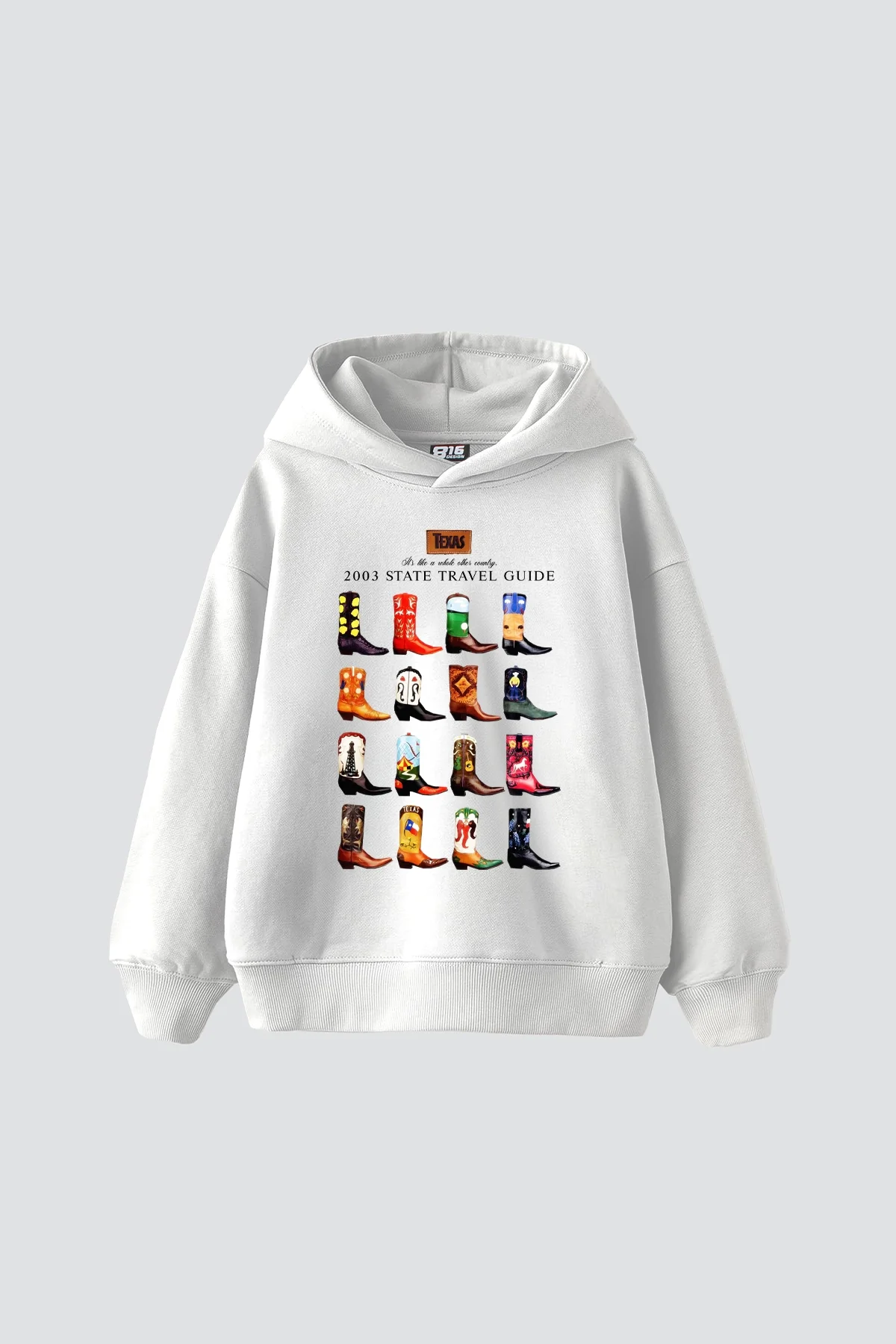 Cowboy Boots Baskılı Oversize Unisex Beyaz Hoodie