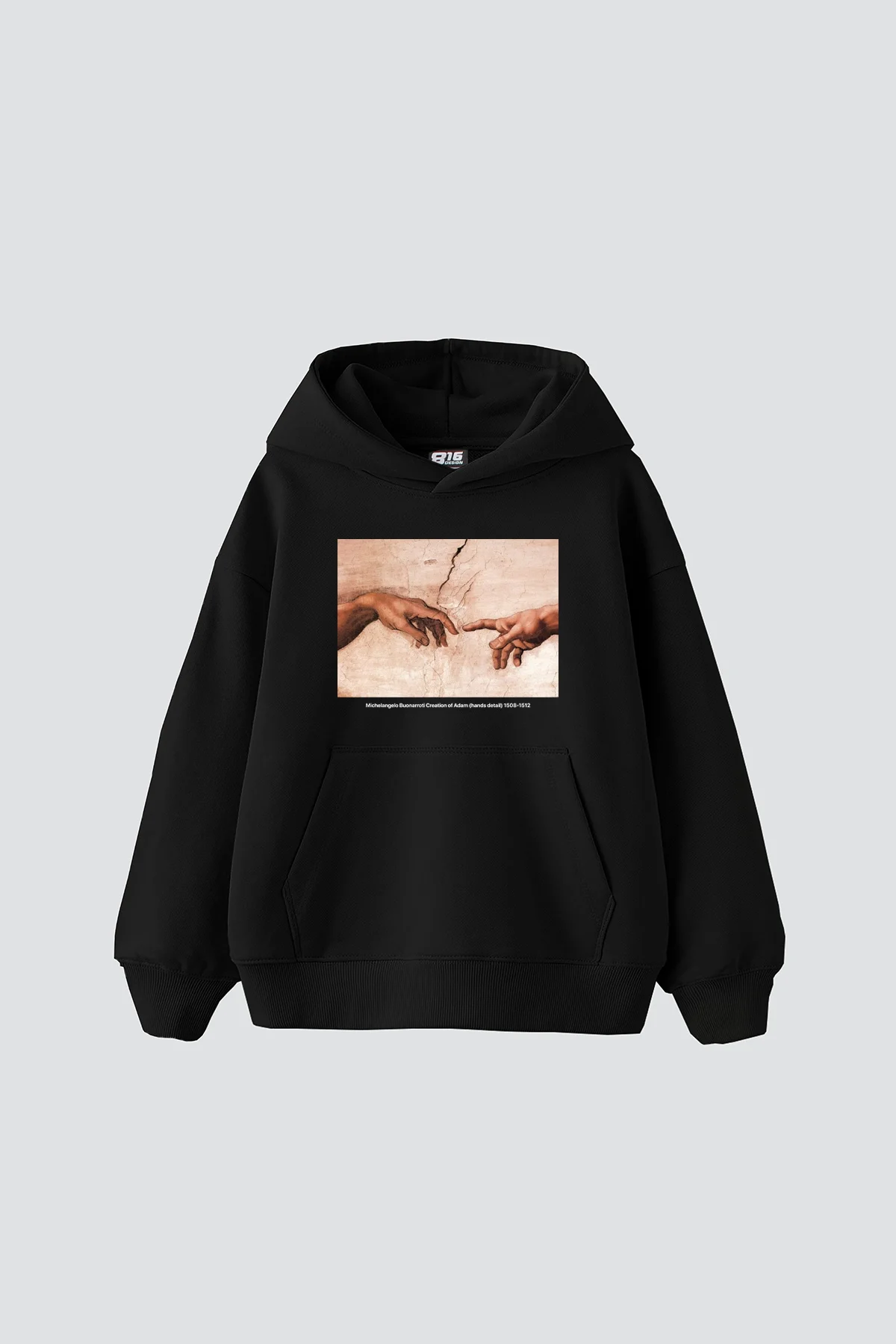 Creation of Adam Baskılı Oversize Unisex Siyah Hoodie