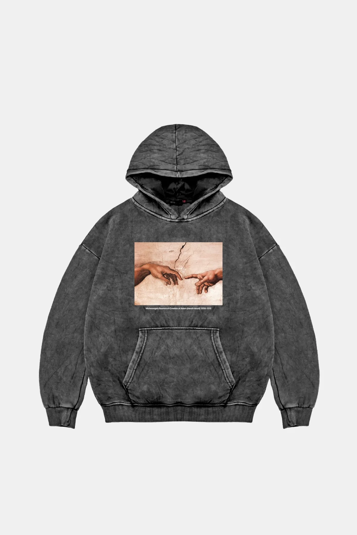 Creation of Adam Oversize Unisex Yıkamalı Siyah Hoodie