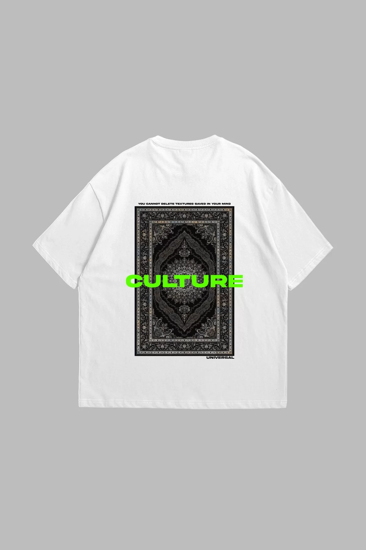 Culture Etnik Baskılı Oversize Unisex Premium Beyaz Tshirt