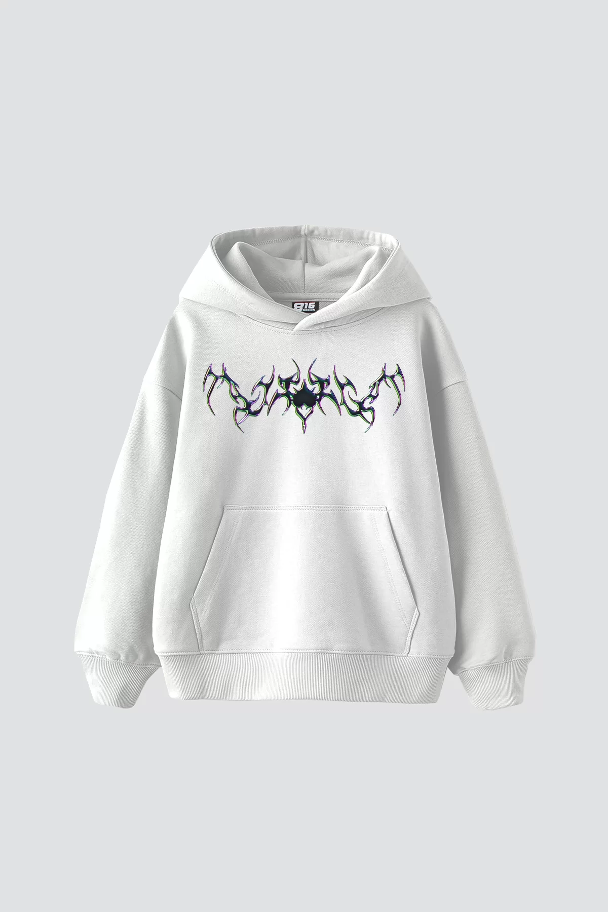 Forget Hologram Baskılı Oversize Unisex Premium Beyaz Hoodie