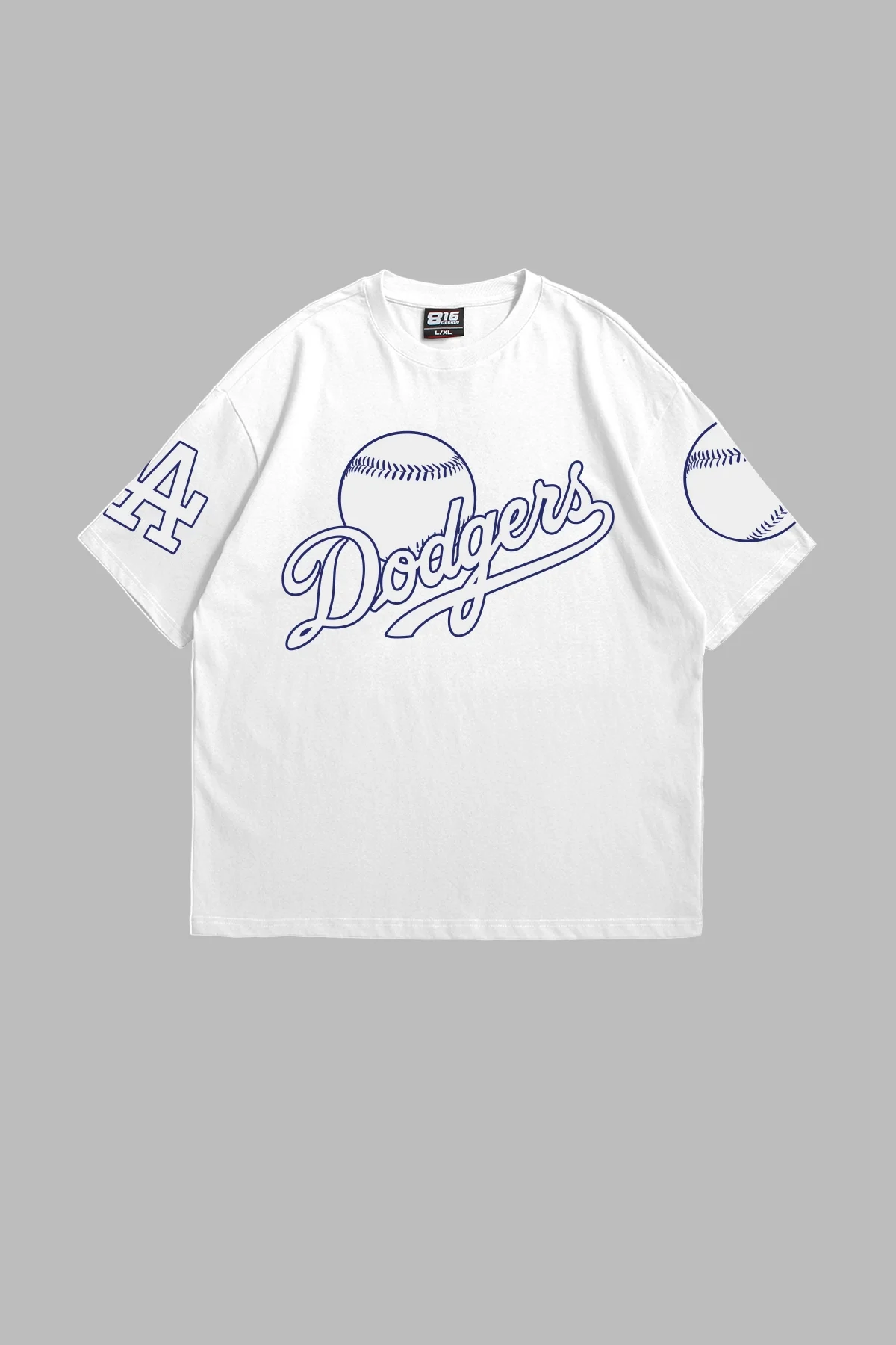 Dodgers Baskılı Beyaz Oversize Unisex Tshirt