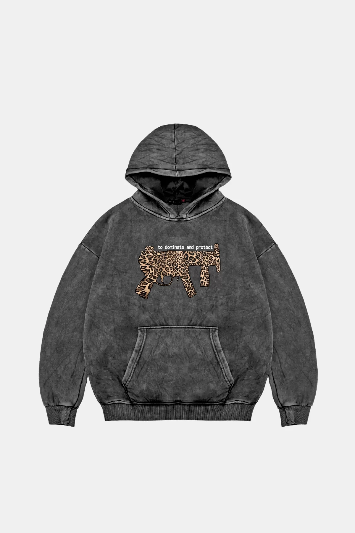 Dominate And Project Baskılı Oversize Unisex Premium Yıkamalı Siyah Hoodie