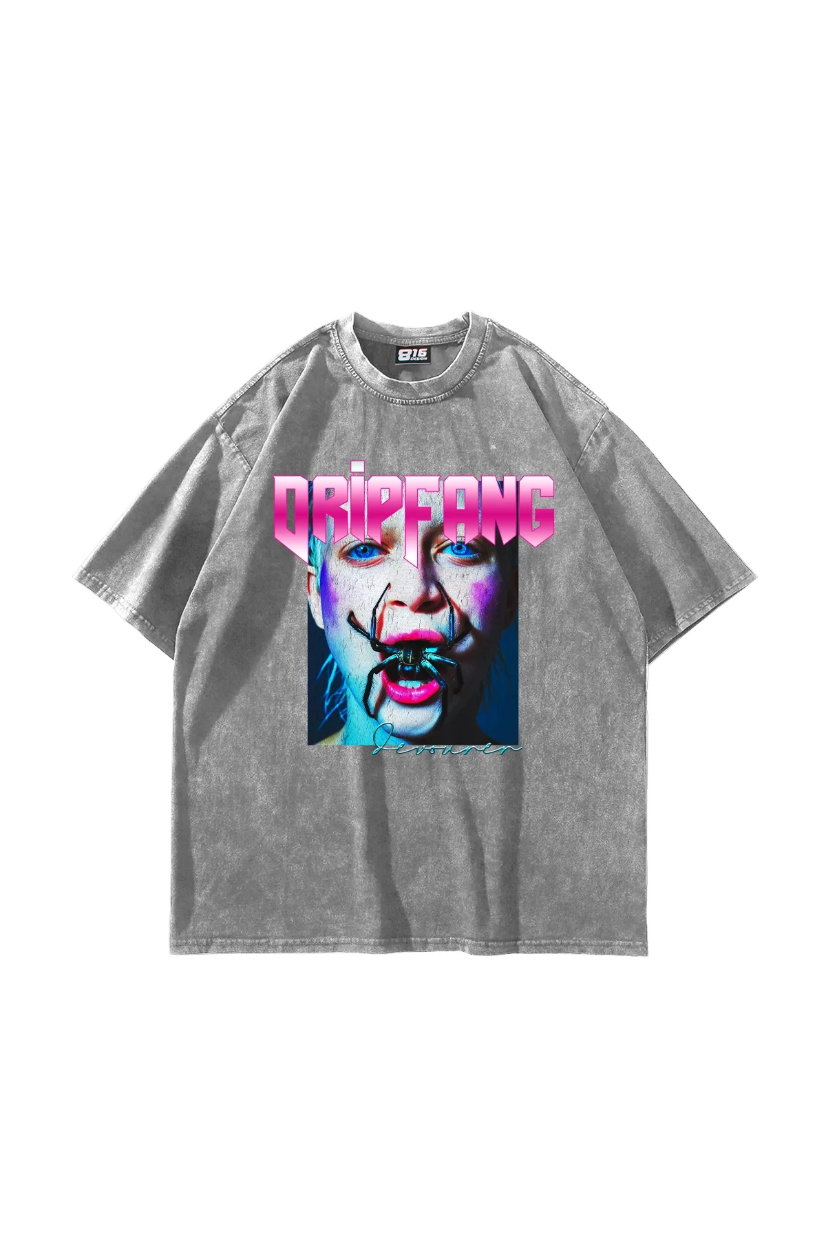 DripFang Baskılı Oversize Unisex Yıkamalı Beyaz Tshirt