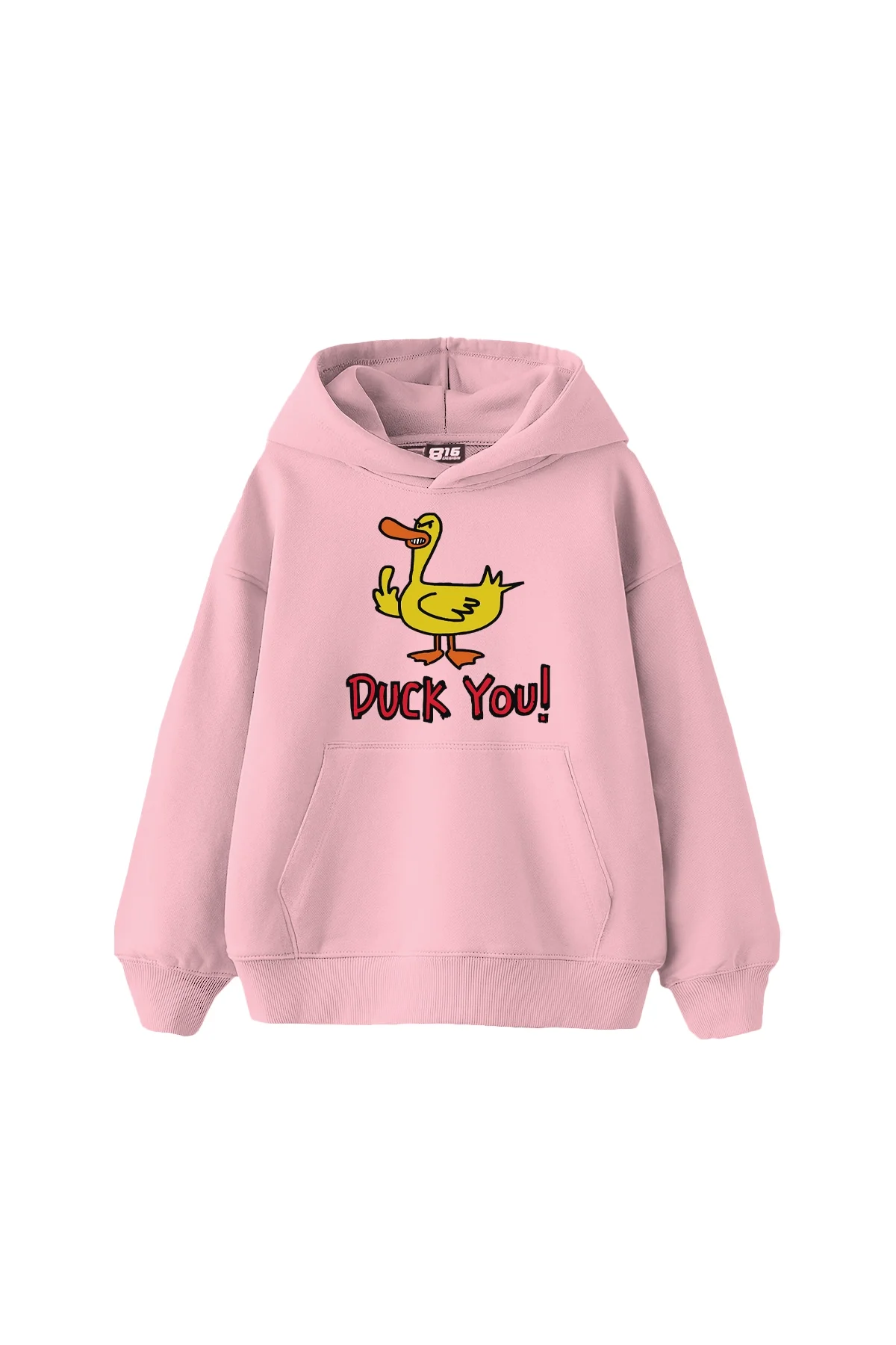 Duck You Baskılı Oversize Unisex Premium Pembe Hoodie