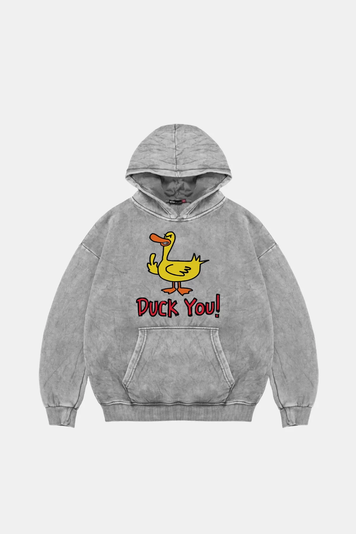 Duck You Baskılı Oversize Unisex Premium Yıkamalı Beyaz Hoodie