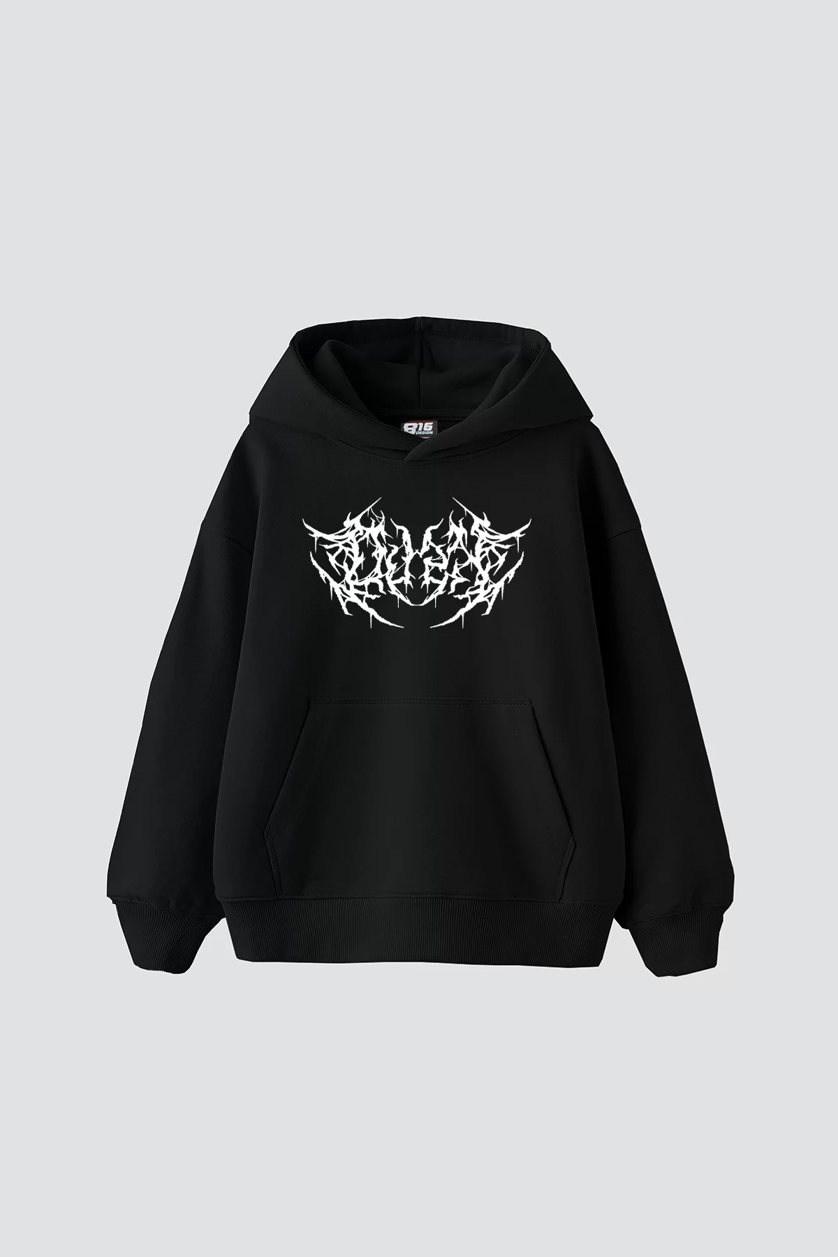 Dusk Baskılı Oversize Unisex Siyah Hoodie