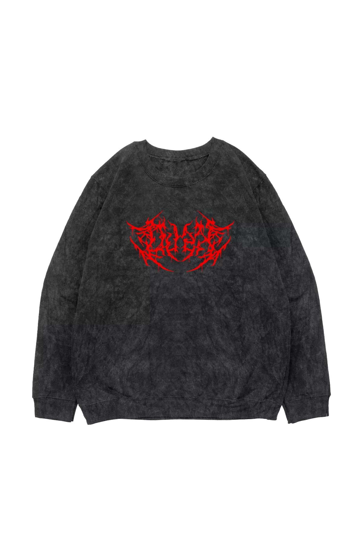 Kırmızı Dusk Baskılı Yıkamalı Siyah Oversize Unisex Sweatshirt