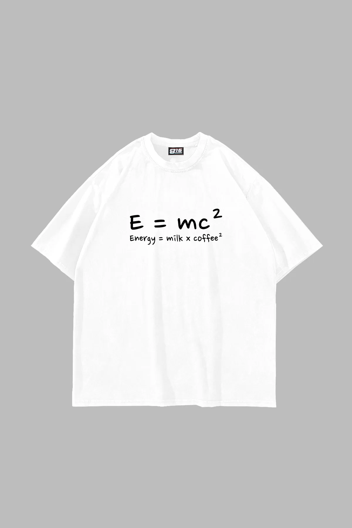 E=mc2 Baskılı Oversize Unisex Beyaz Tshirt