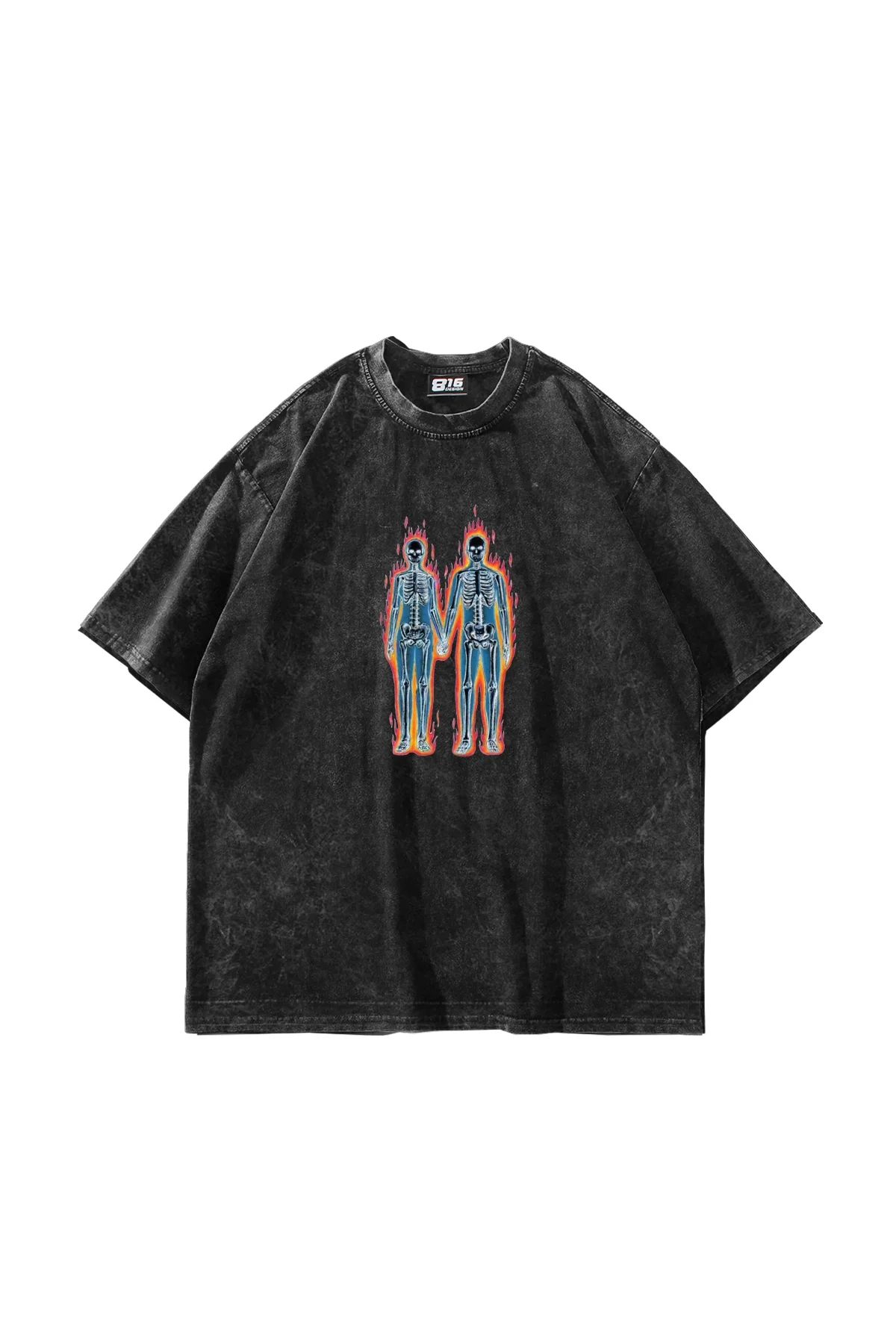 Electrical Love Baskılı Yıkamalı Füme Oversize Tshirt