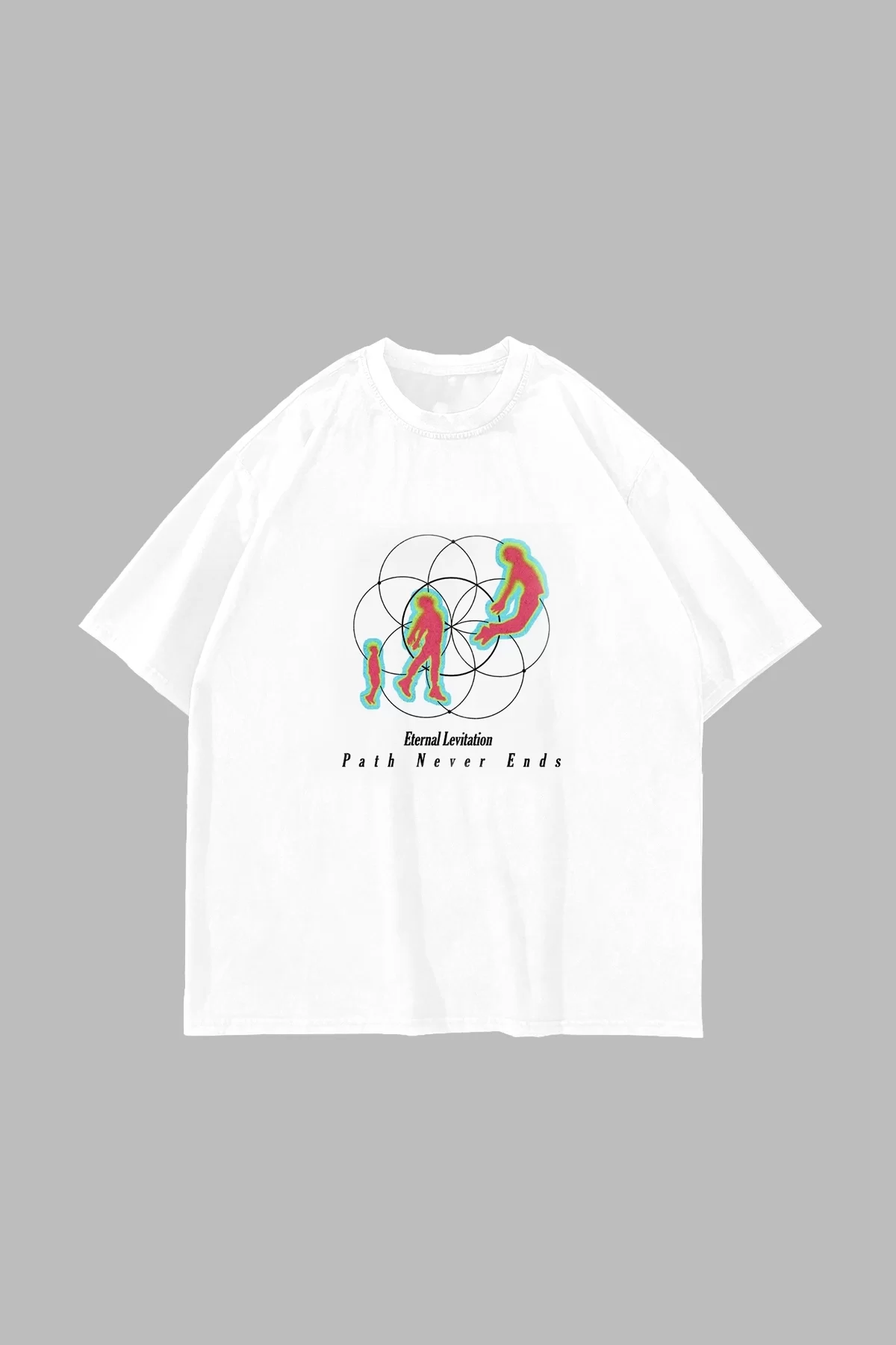 Eternal Levitation Baskılı Beyaz Oversize Unisex Tshirt