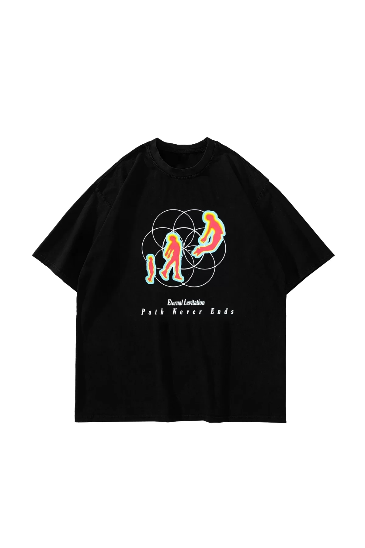 Eternal Levitation Baskılı Siyah Oversize Unisex Tshirt