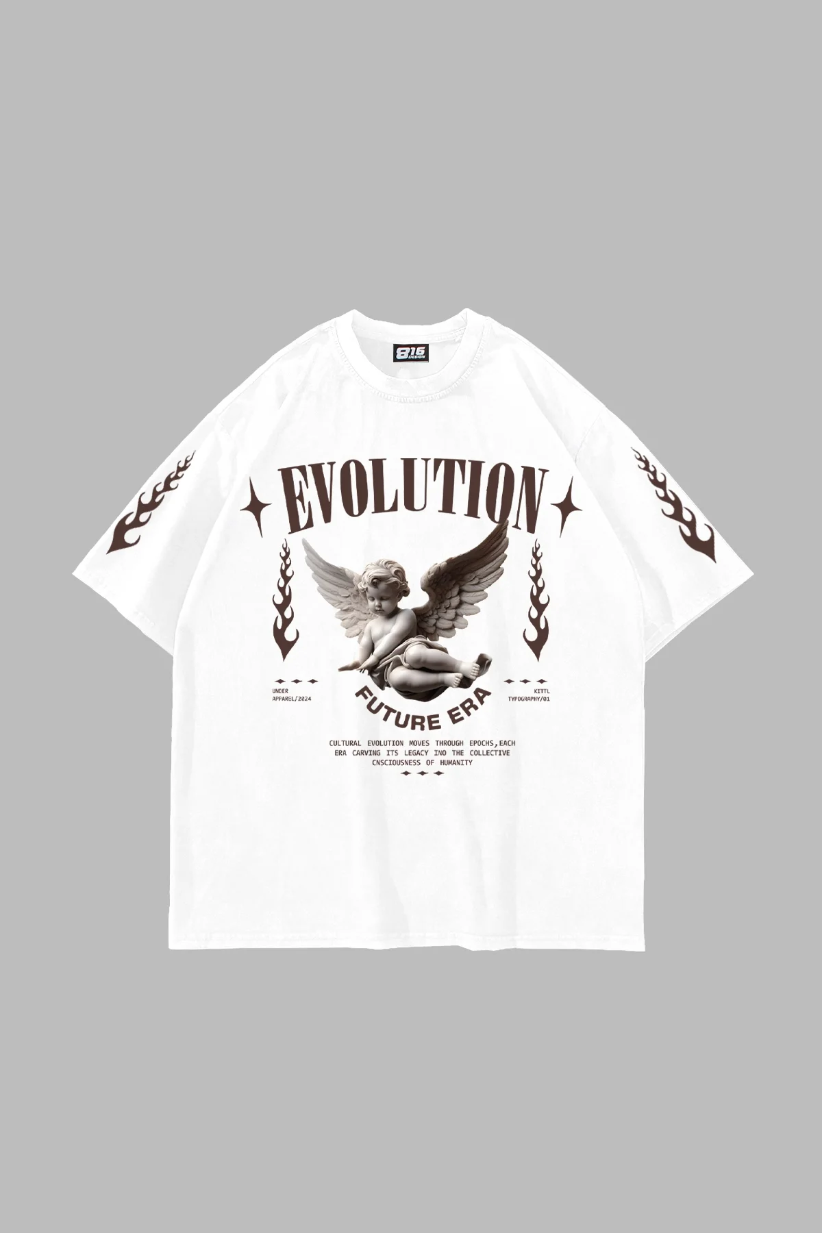 Evolution Angel V2 Baskılı 24/1 Oversize Unisex Beyaz Tshirt