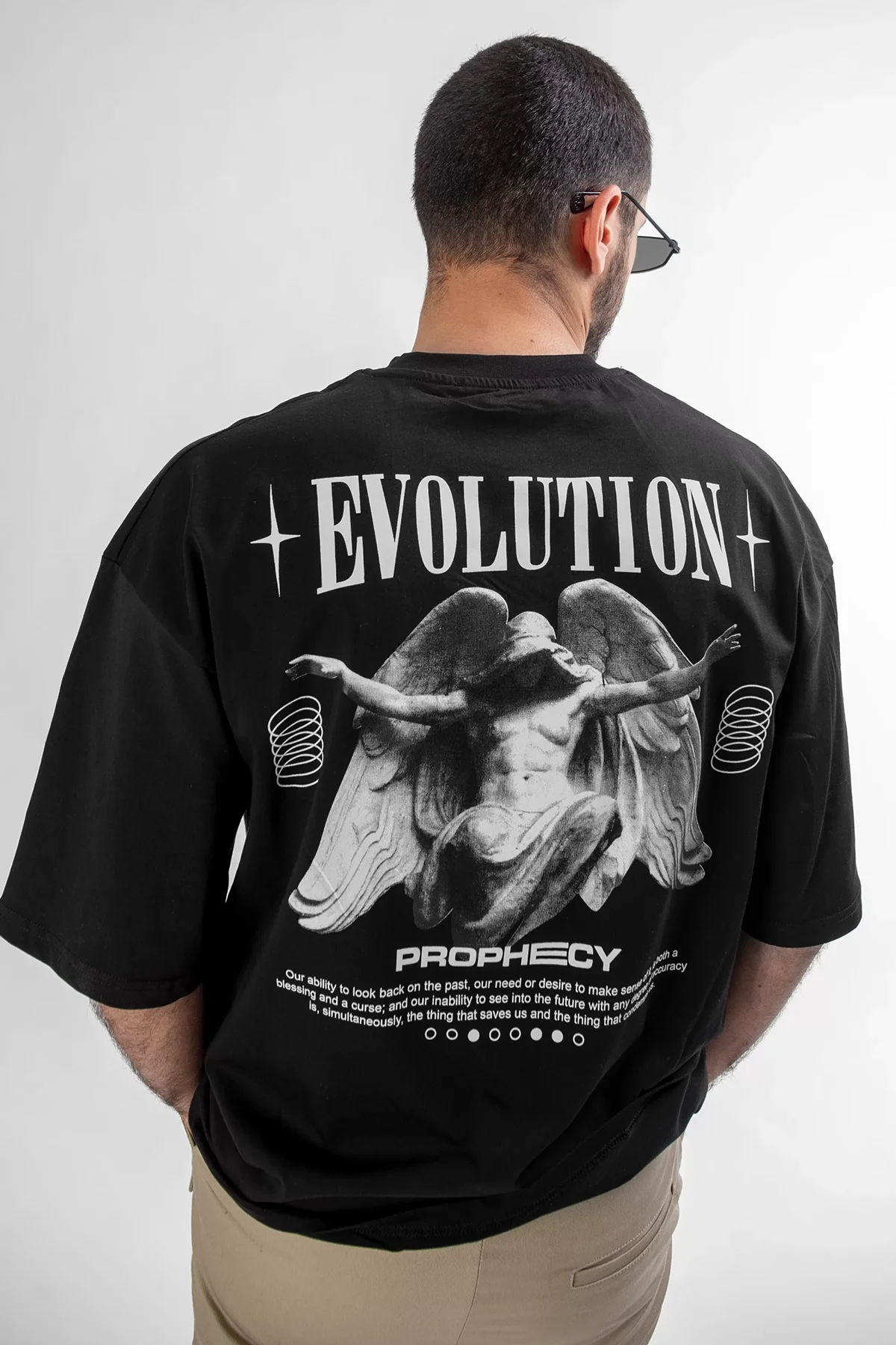 Evolution Sırt Baskılı Siyah Unisex Oversize Tshirt