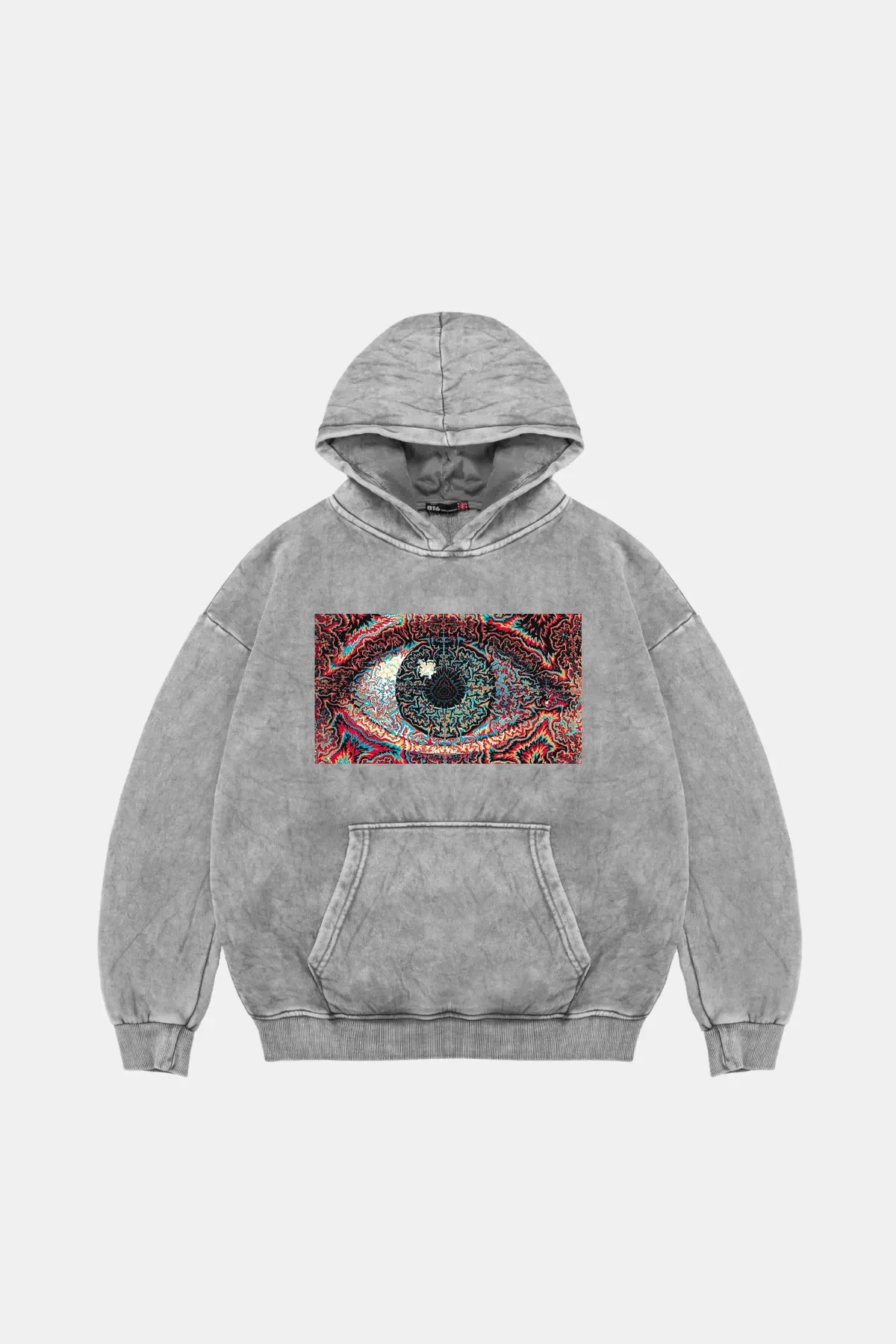 Eye Hallucination Oversize Unisex Yıkamalı Beyaz Hoodie