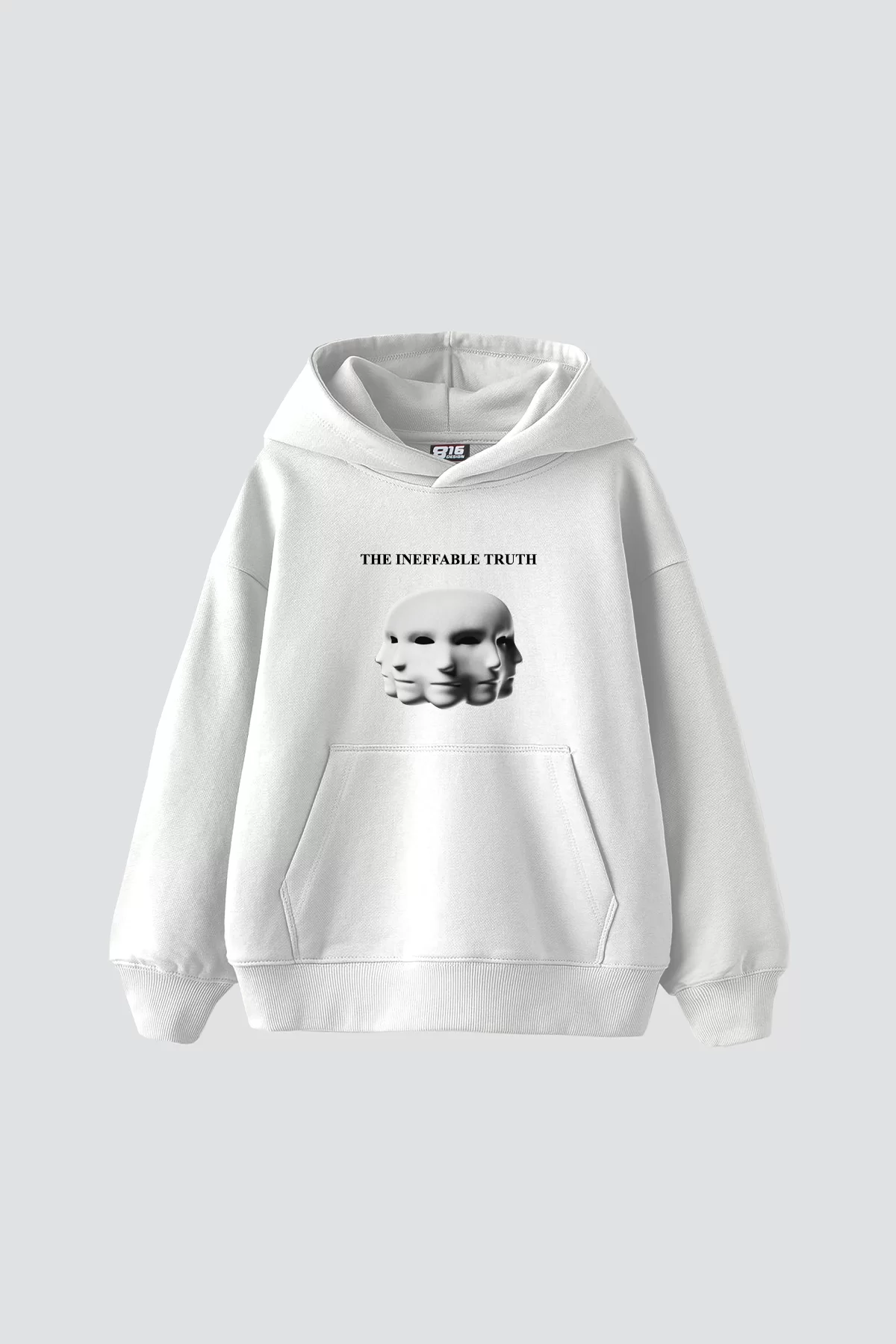 The Ineffable Truth Baskılı Oversize Unisex Premium Beyaz Hoodie