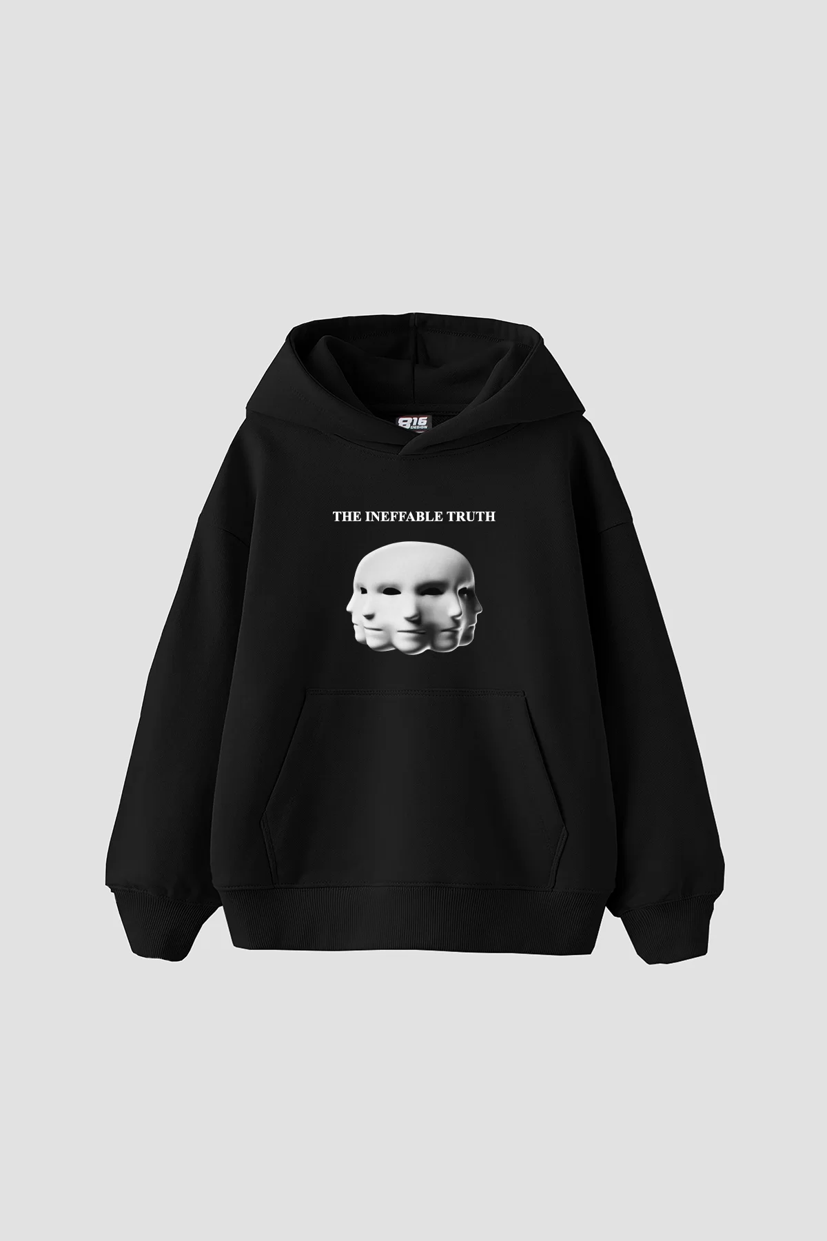 The Ineffable Truth Baskılı Oversize Unisex Premium Siyah Hoodie