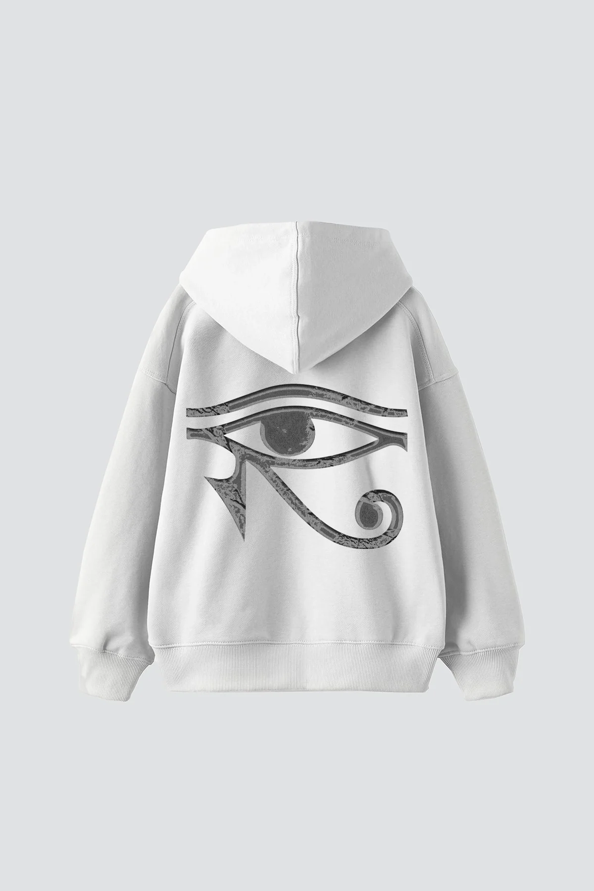 Eye Of Horus Baskılı Oversize Unisex Beyaz Hoodie