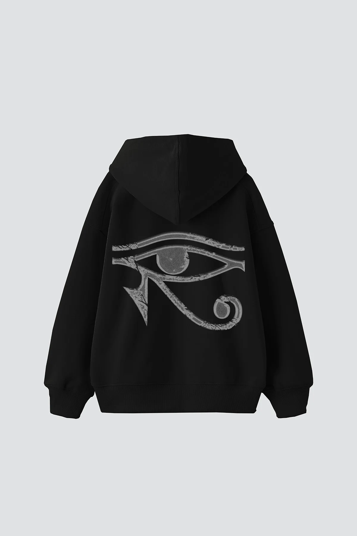 Eye Of Horus Baskılı Oversize Unisex Siyah Hoodie