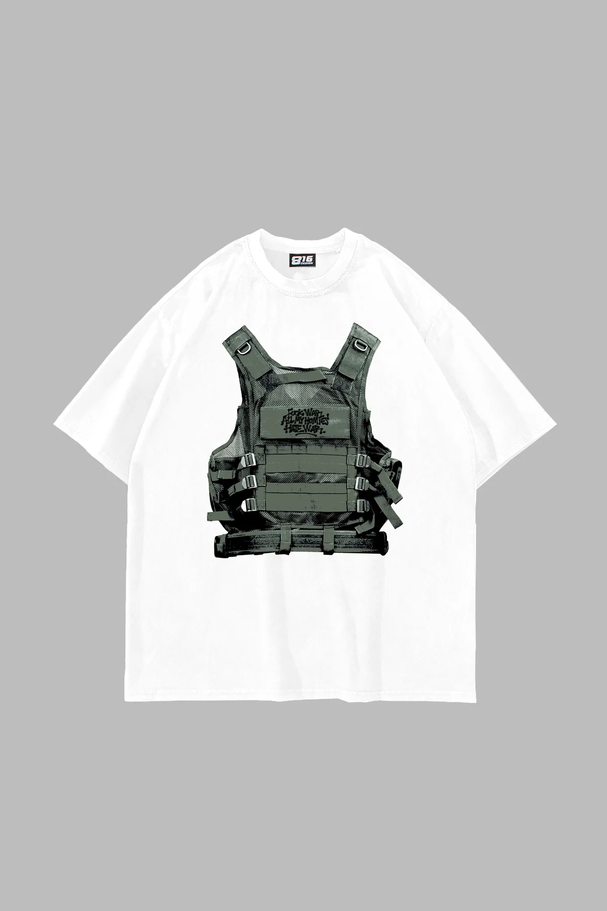 F*ck War Baskılı Oversize Unisex Beyaz Tshirt