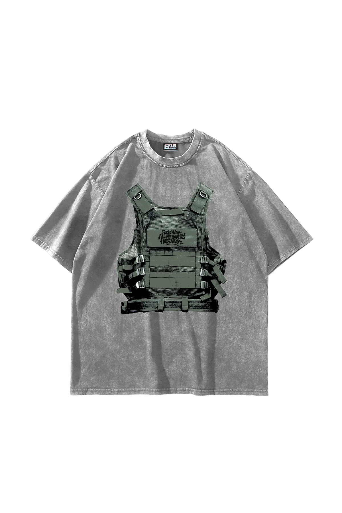 F*ck War Baskılı Oversize Unisex Yıkamalı Beyaz Tshirt