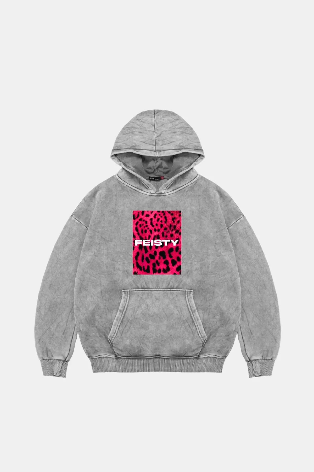 Feisty Oversize Unisex Yıkamalı Beyaz Hoodie