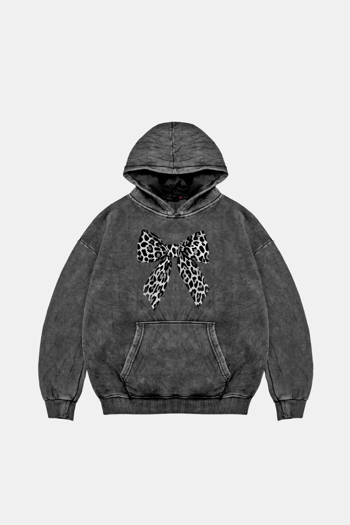 Fiyonk Leopar V2 Baskılı Oversize Unisex Premium Yıkamalı Siyah Hoodie