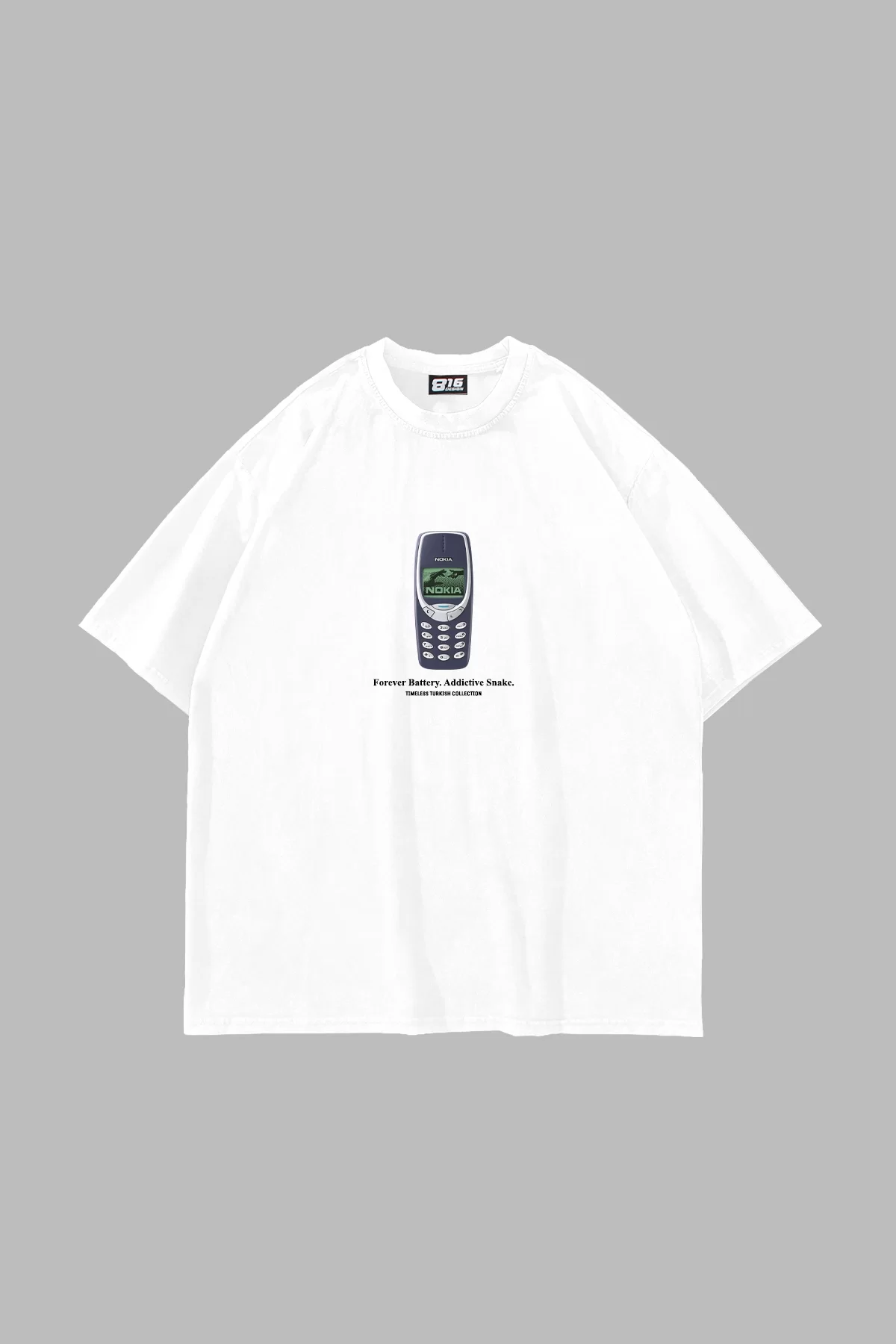 Forever Battery Baskılı Oversize Unisex Beyaz Tshirt