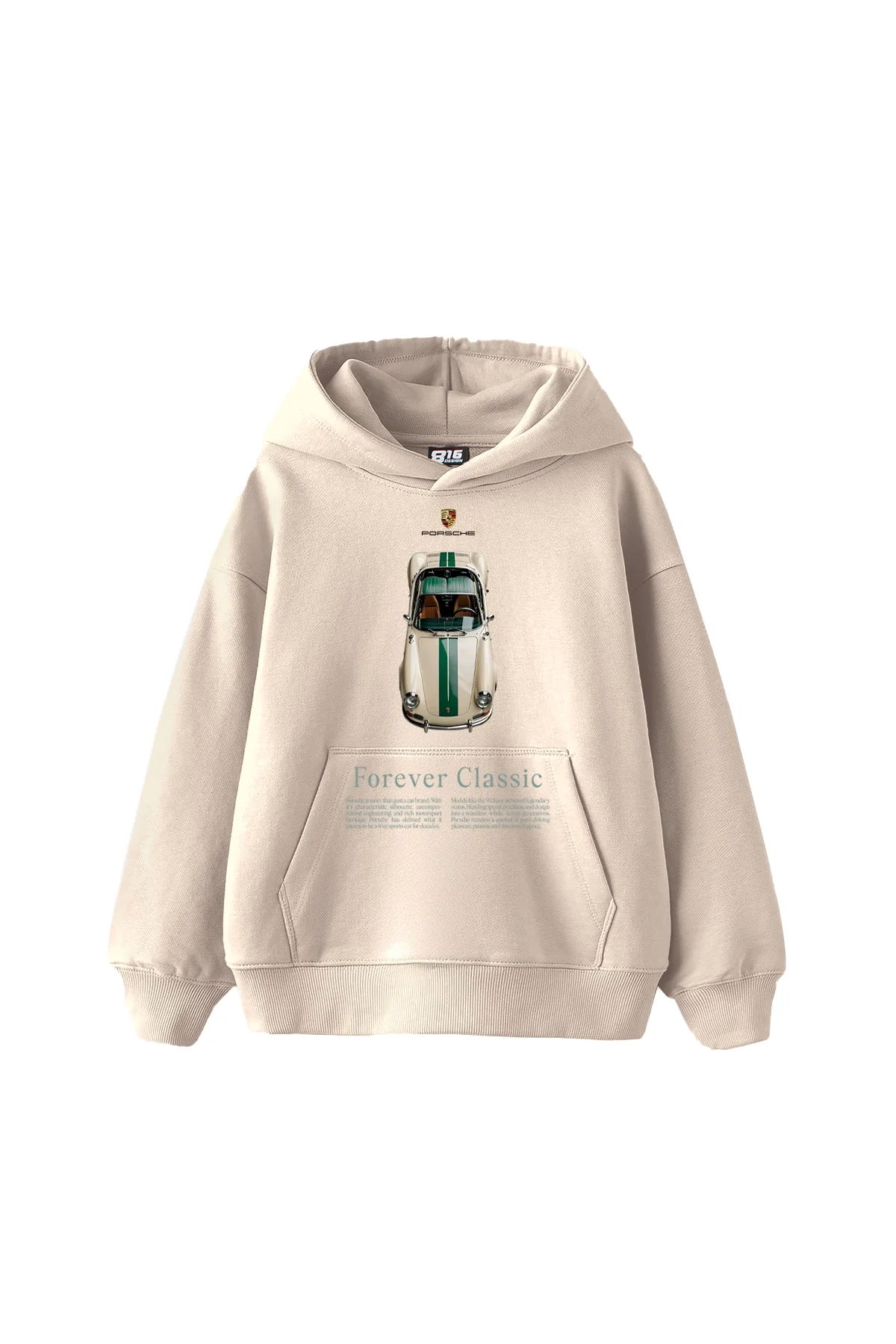 Forever Classic Baskılı Oversize Unisex Bej Hoodie