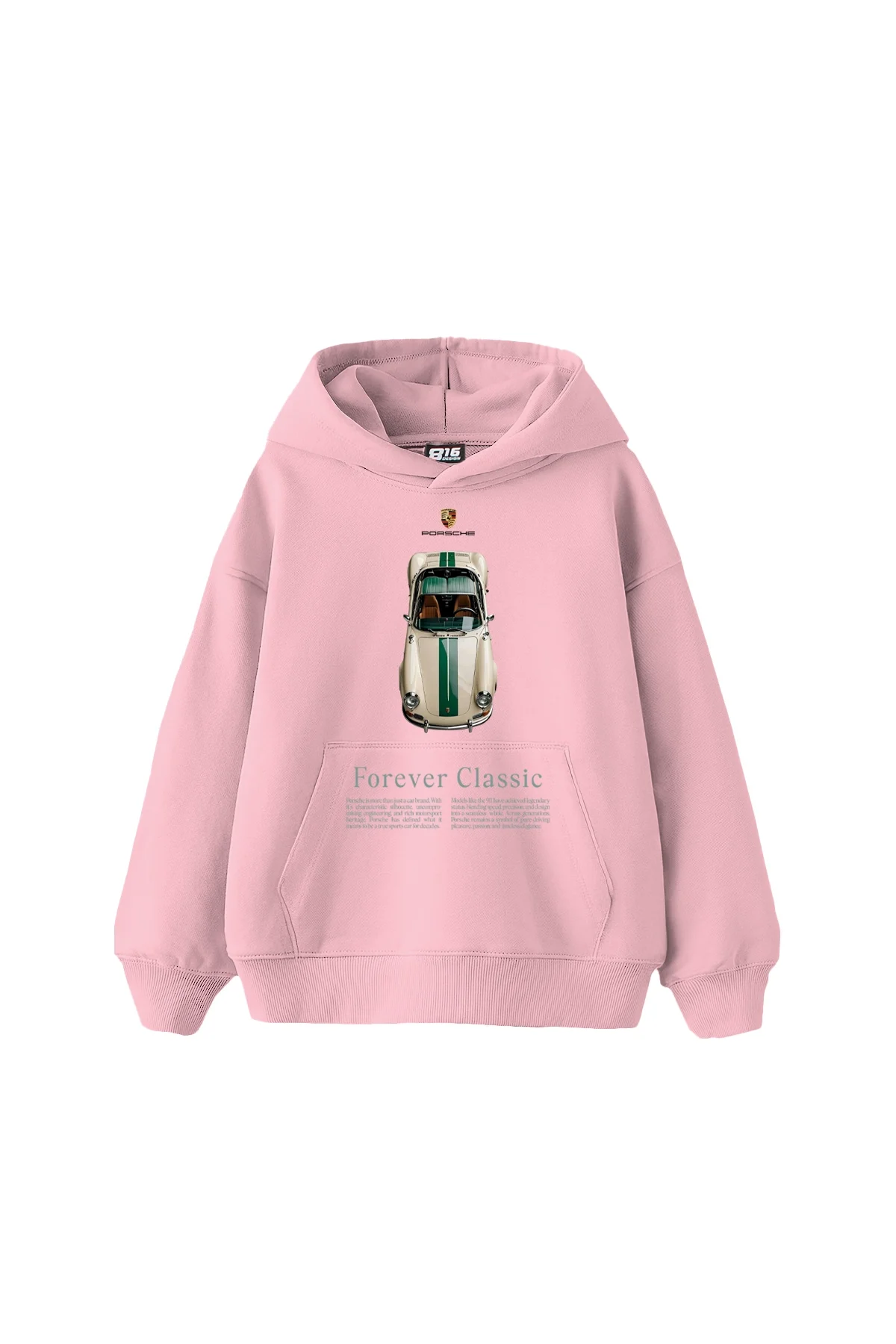 Forever Classic Baskılı Oversize Unisex Pembe Hoodie