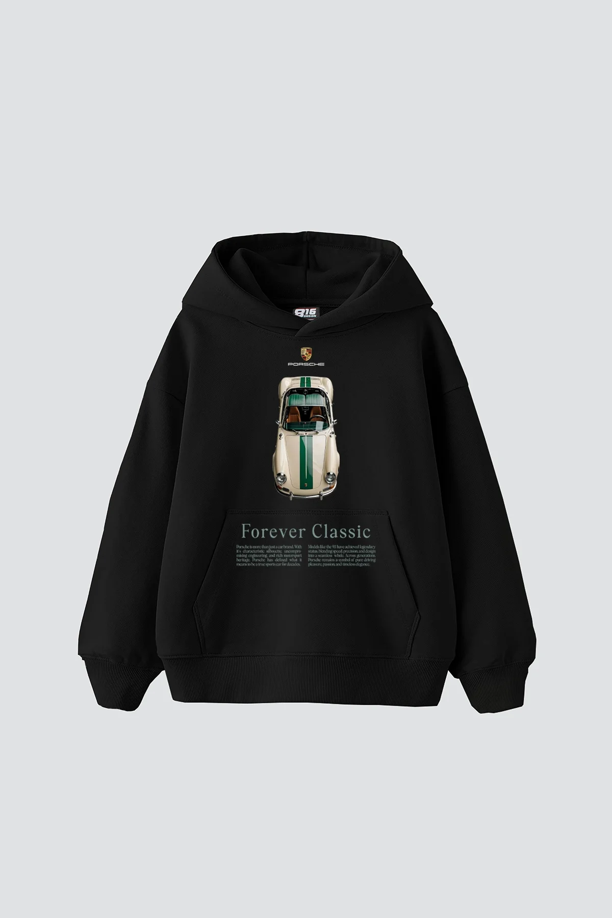 Forever Classic Baskılı Oversize Unisex Siyah Hoodie
