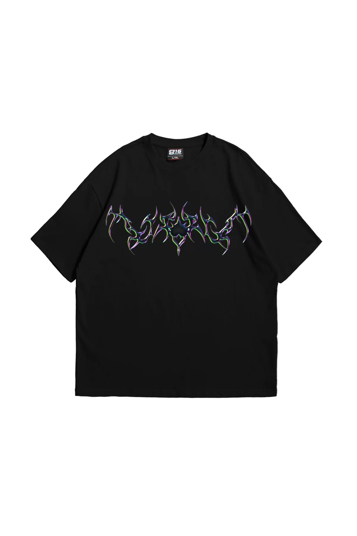 Forget Hologram Baskılı Oversize Unisex Premium Siyah Tshirt