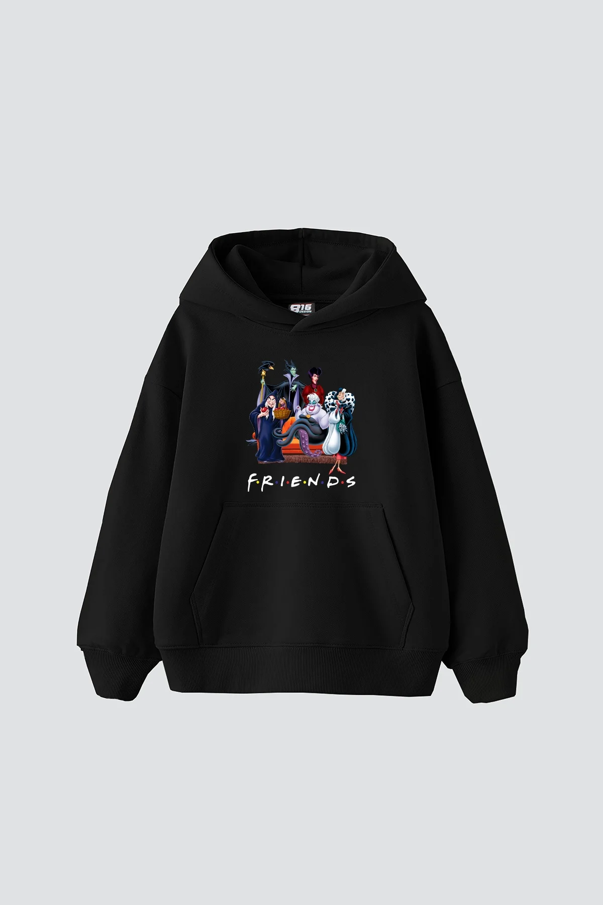 Friends Baskılı Oversize Unisex Siyah Hoodie