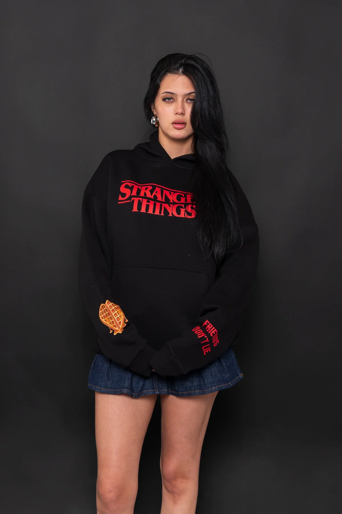 Friends Dont Lie Baskılı Oversize Unisex Siyah Hoodie