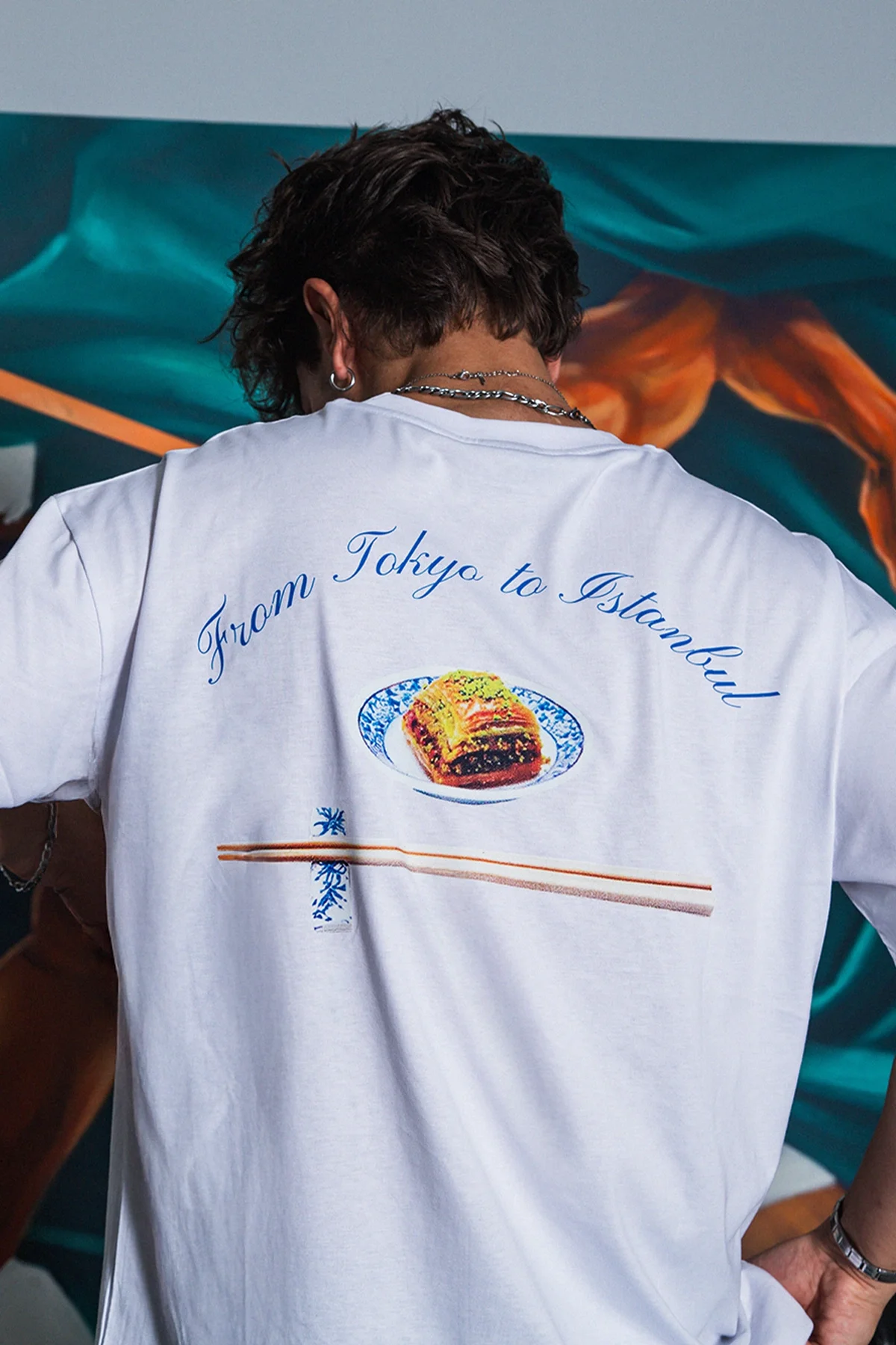 From Tokyo To Istanbul Baskılı Oversize Unisex Beyaz Tshirt